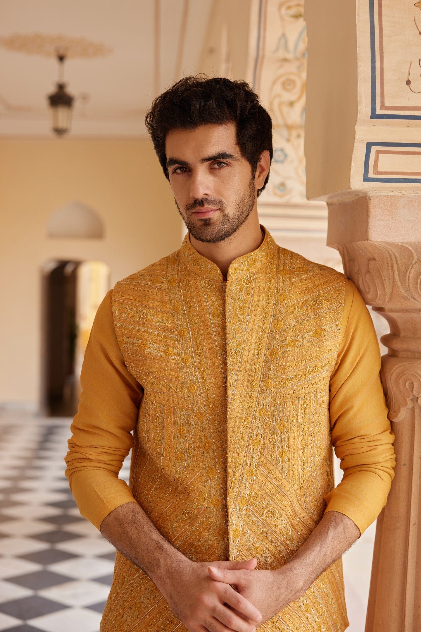 Orange Peel Nehru Jacket Set