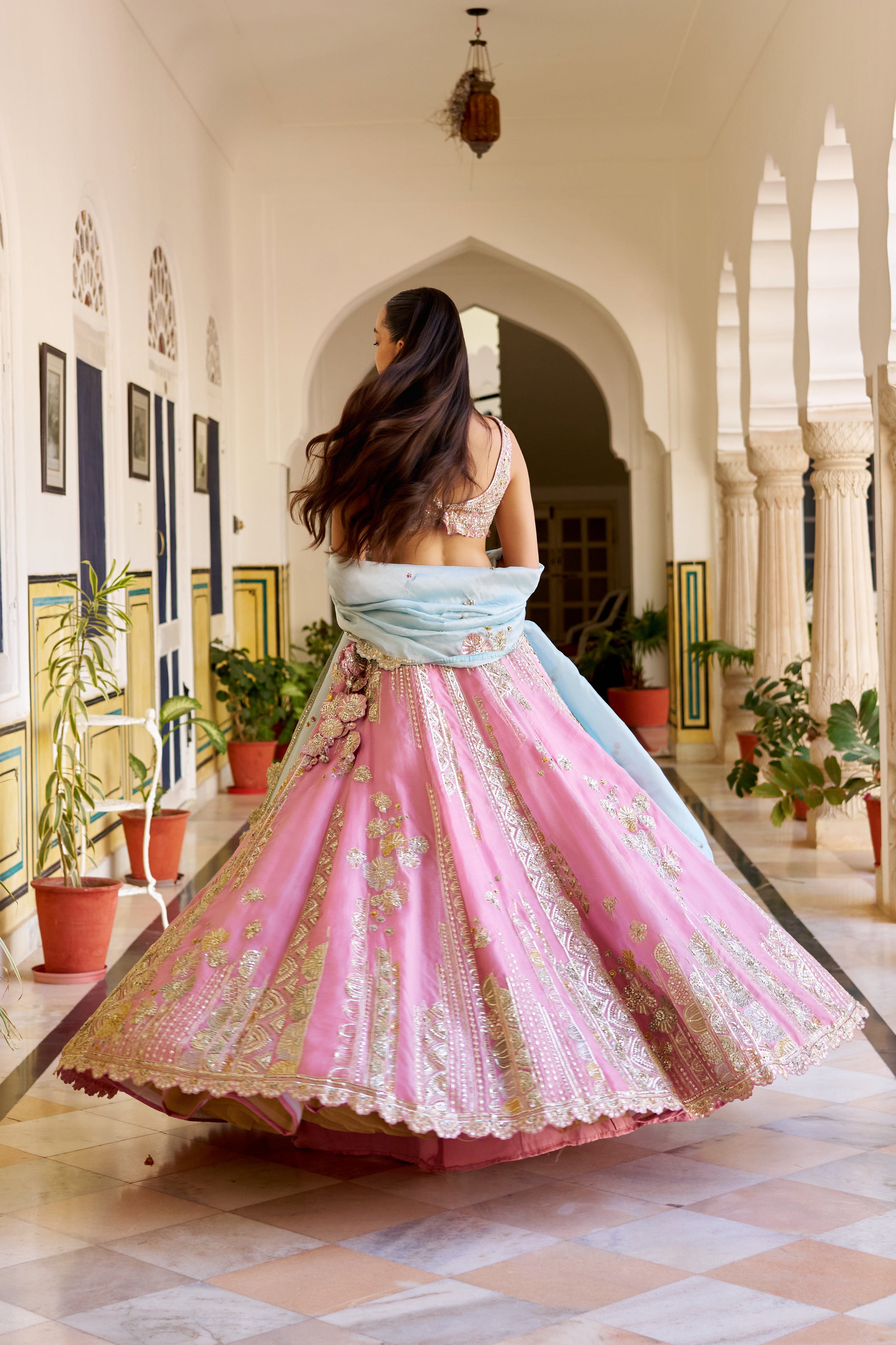 Rosaline Pink Organza Lehenga Set