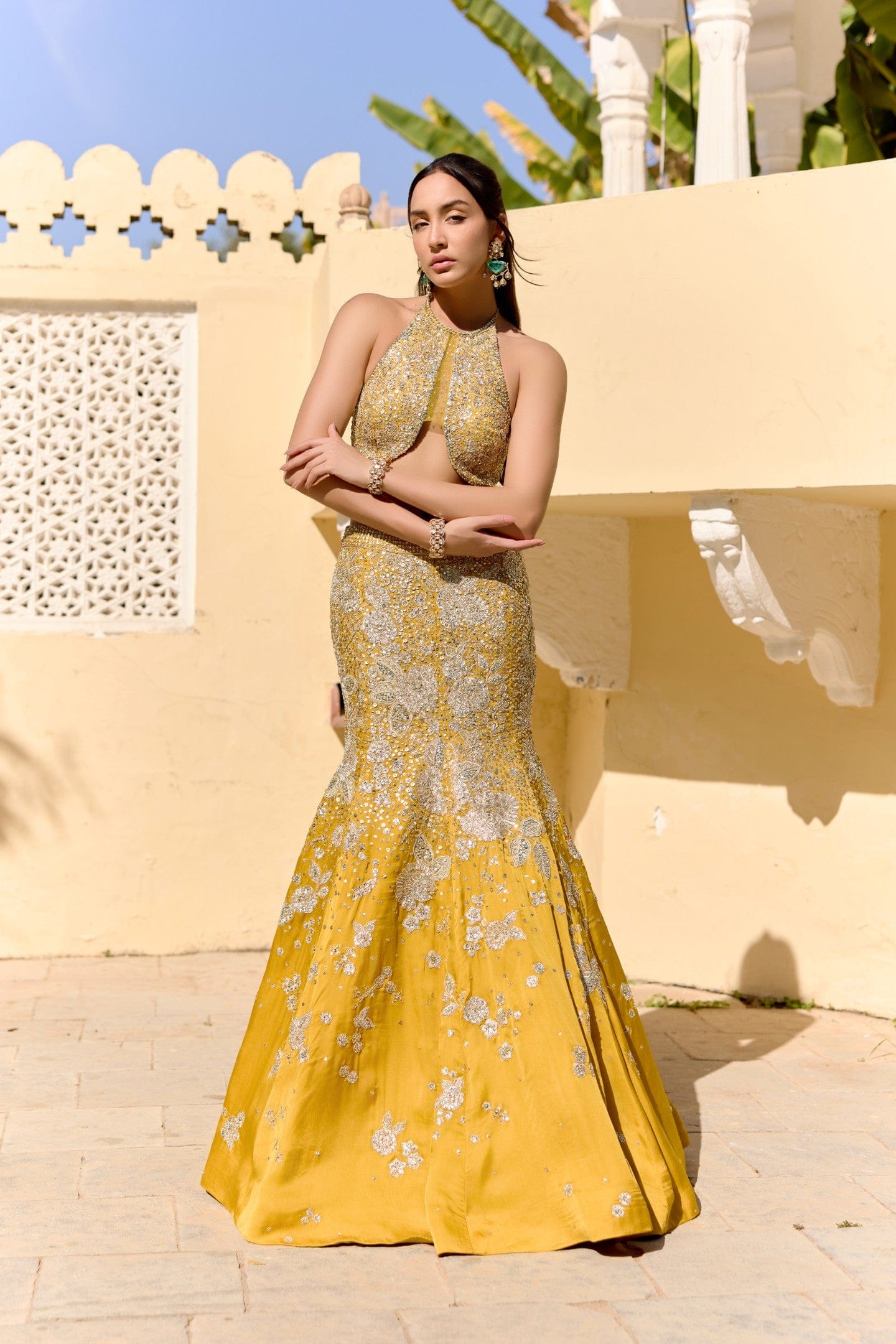 Canary Yellow Fish Cut Lehenga