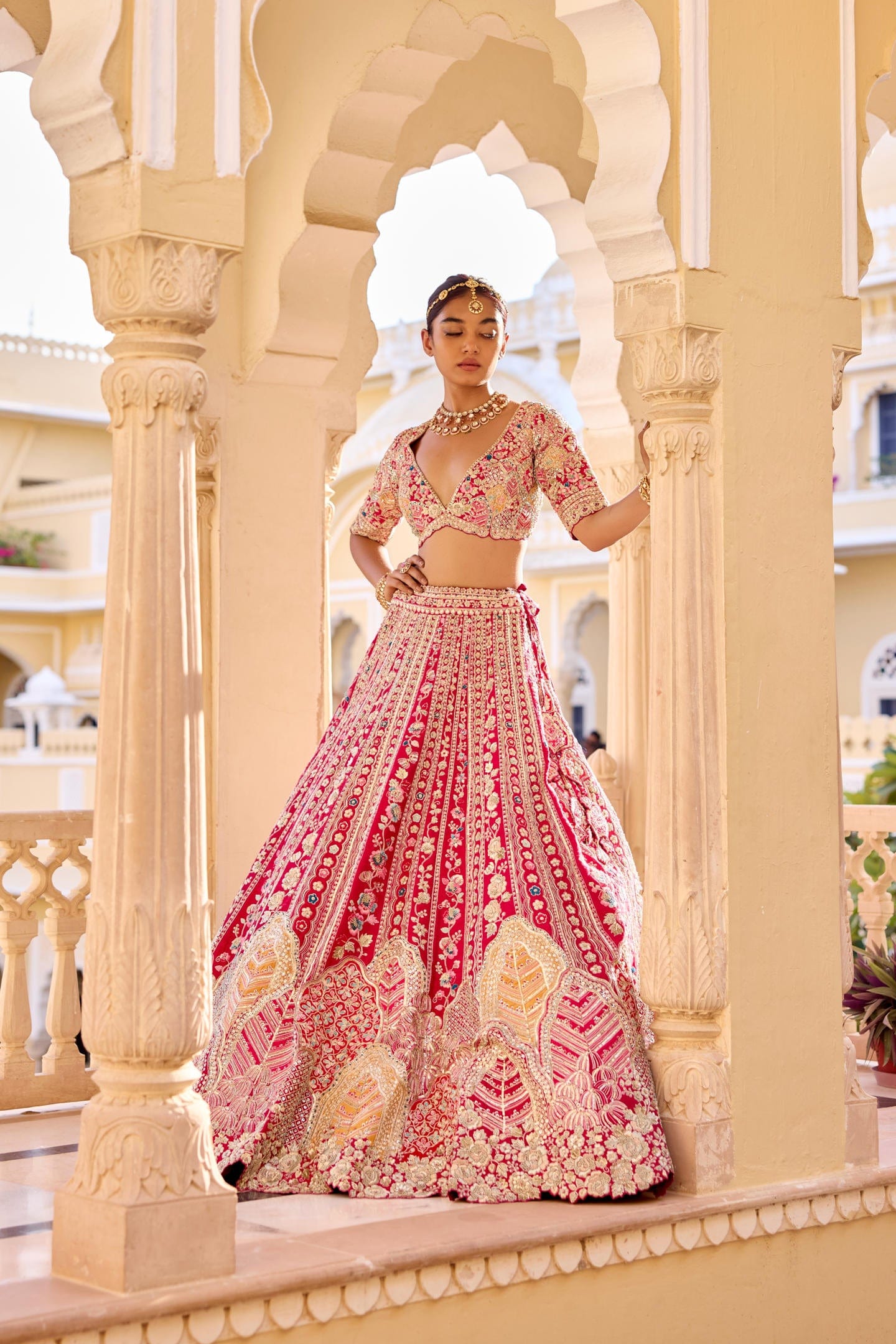 Cut Ruby Bridal Lehenga Set
