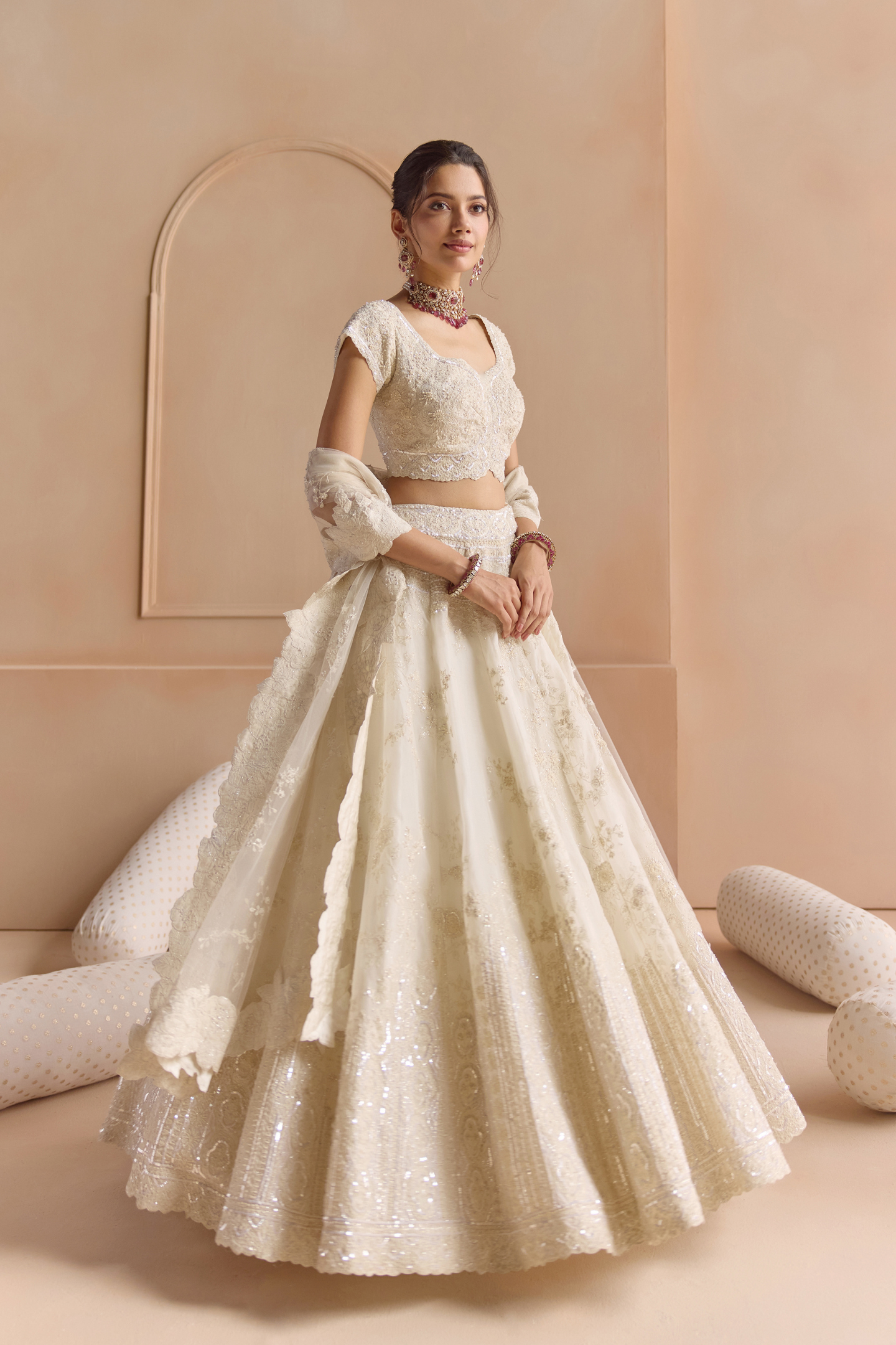 Ivory Organza Lehenga Set