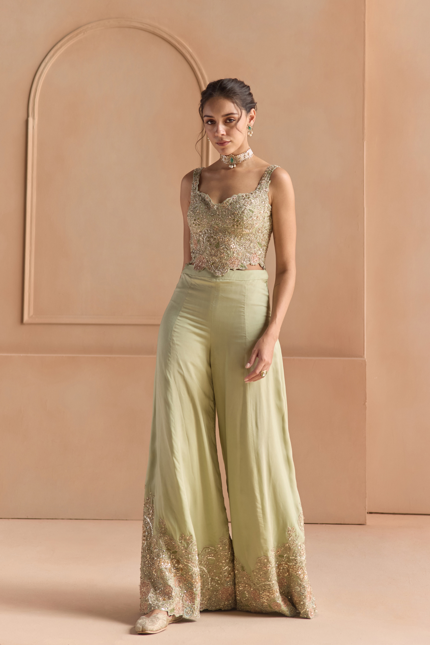 Sage Embroidered Top & Pant Set