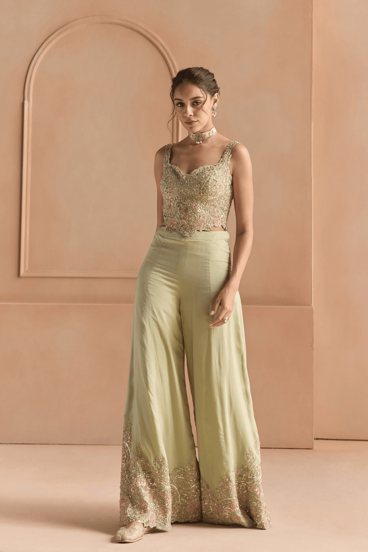 Sage Embroidered Top & Pant Set