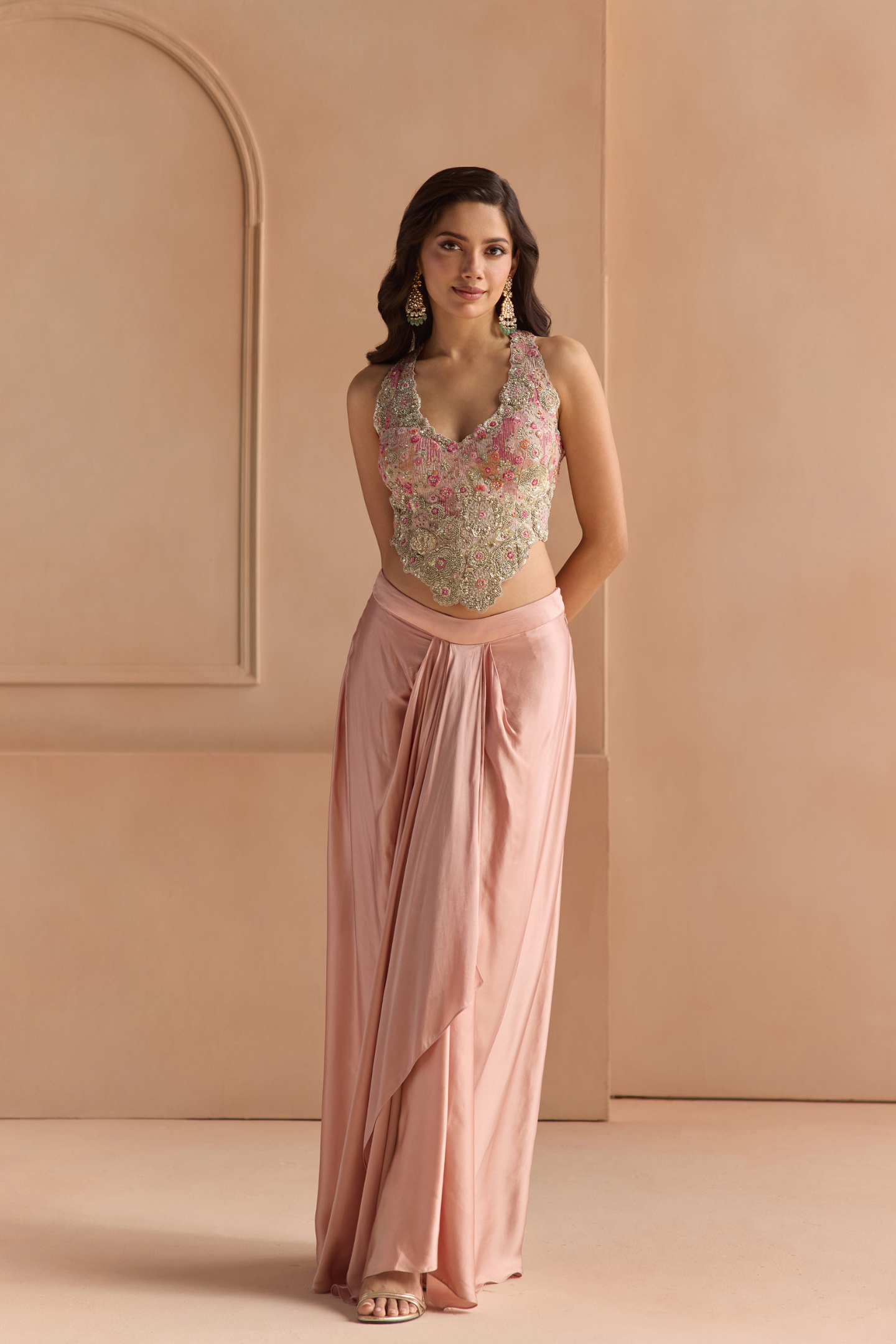 Skin Rose Embroidered Top & Skirt Set
