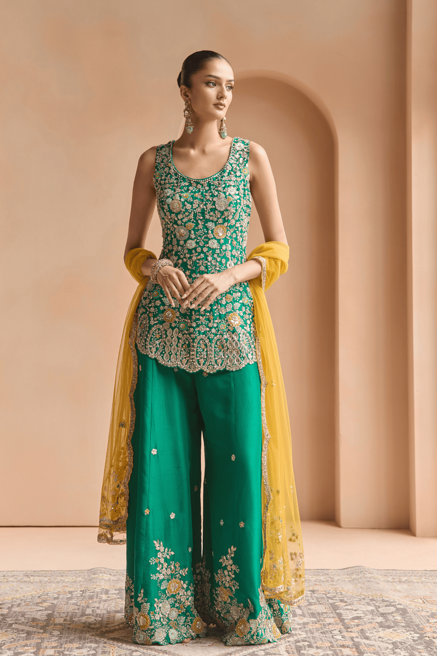 Jewel Green Sharara Set