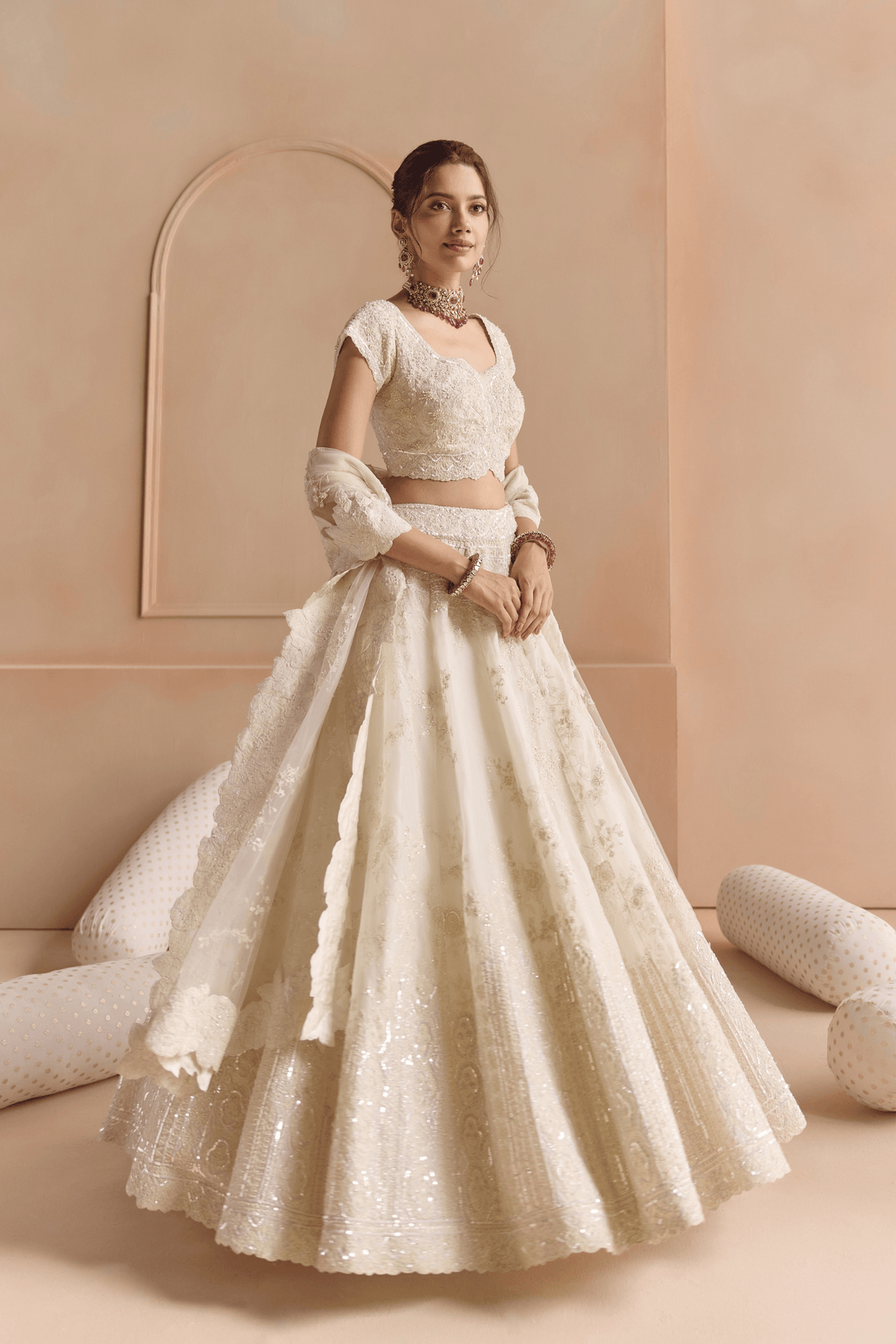 Ivory Organza Lehenga Set