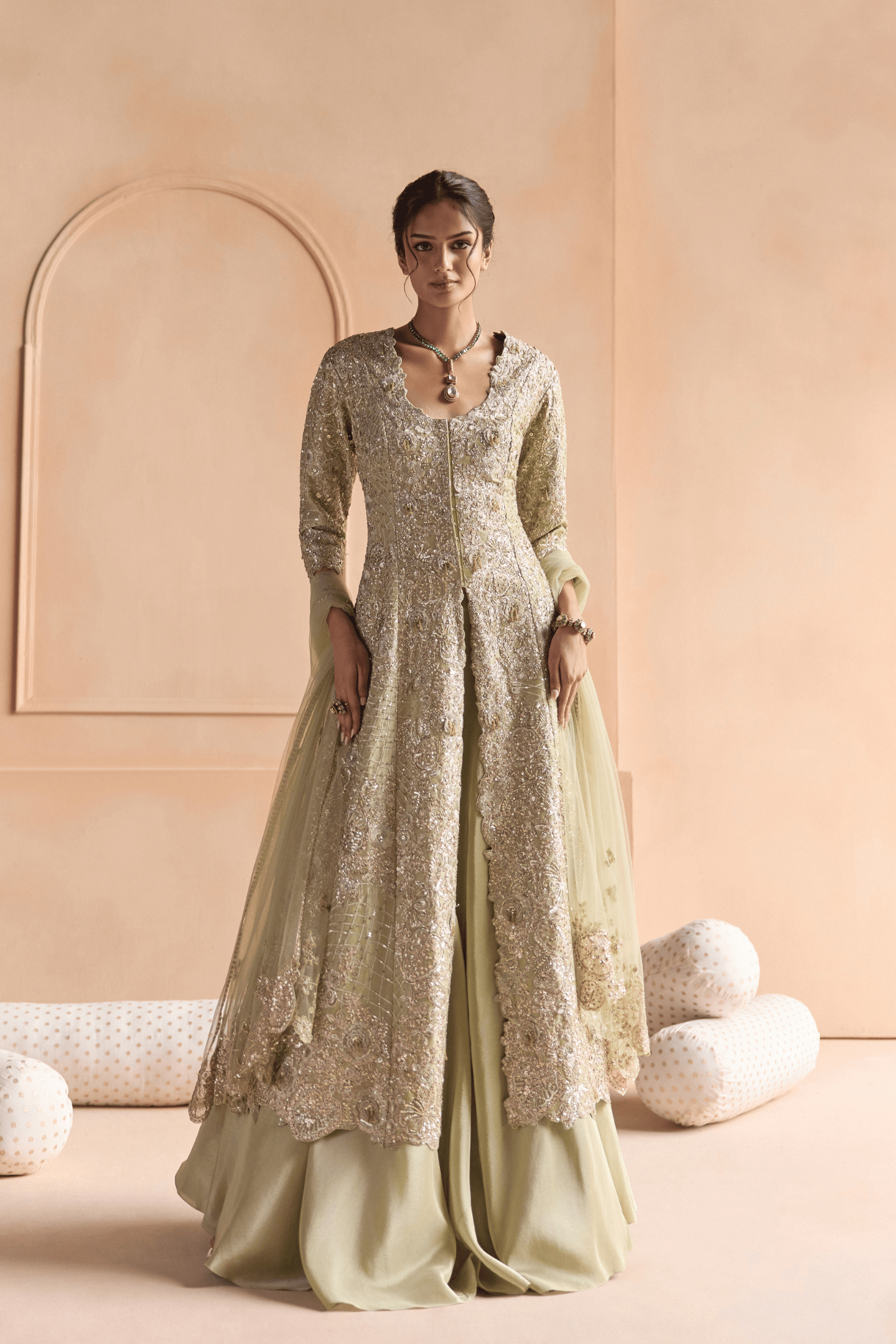 Sage Embroidered Jacket Set
