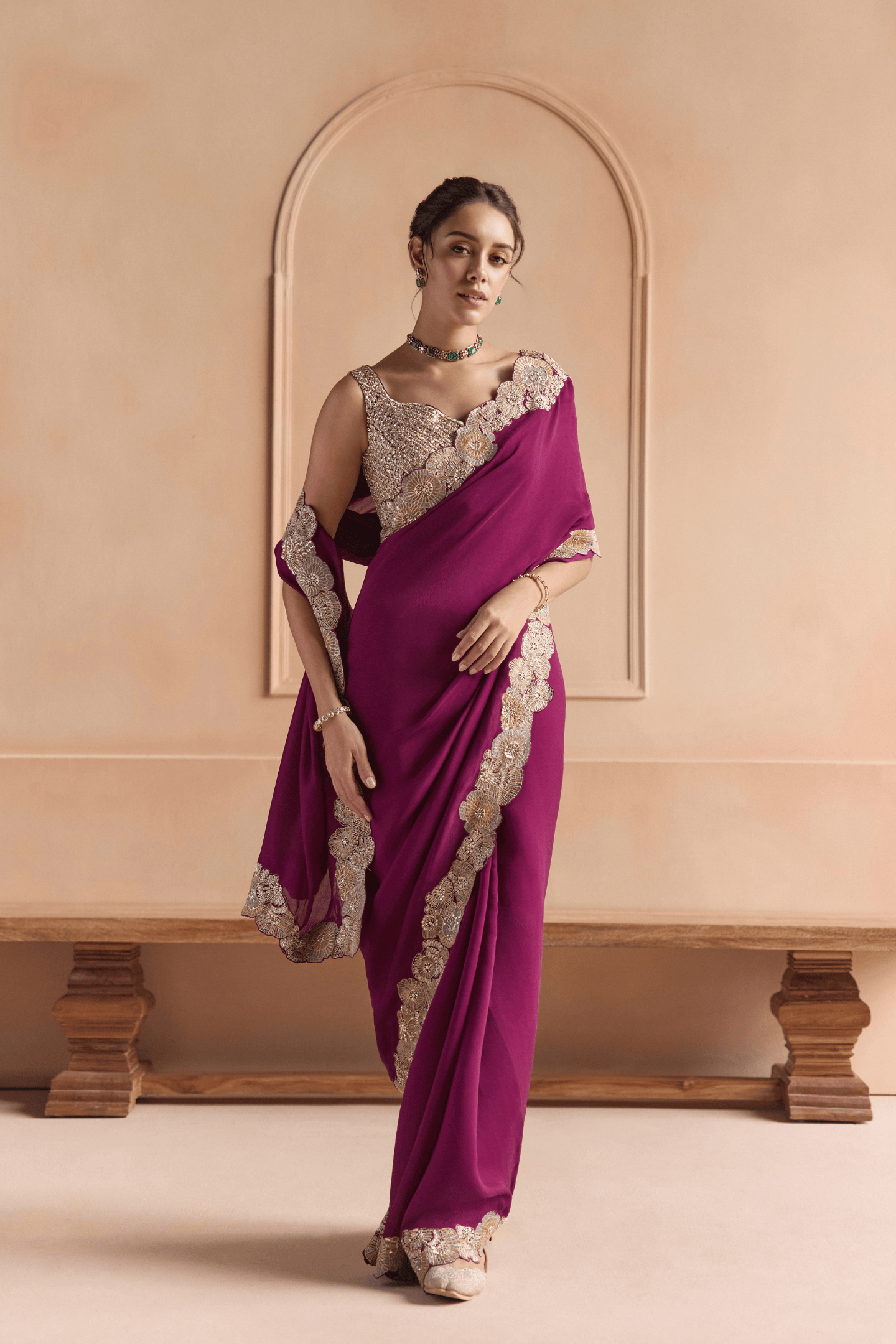 Aubergine Saree Set