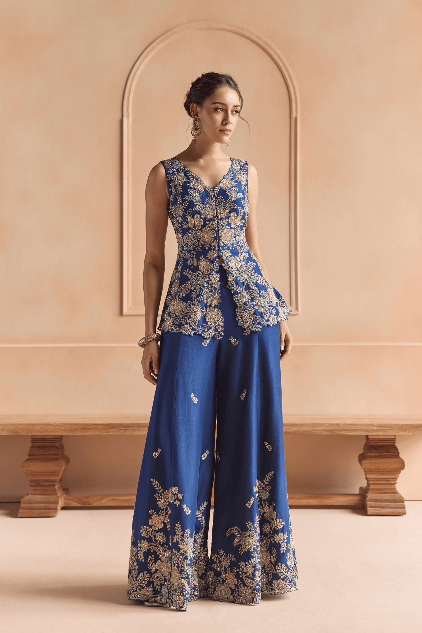French Navy Peplum Jacket Set