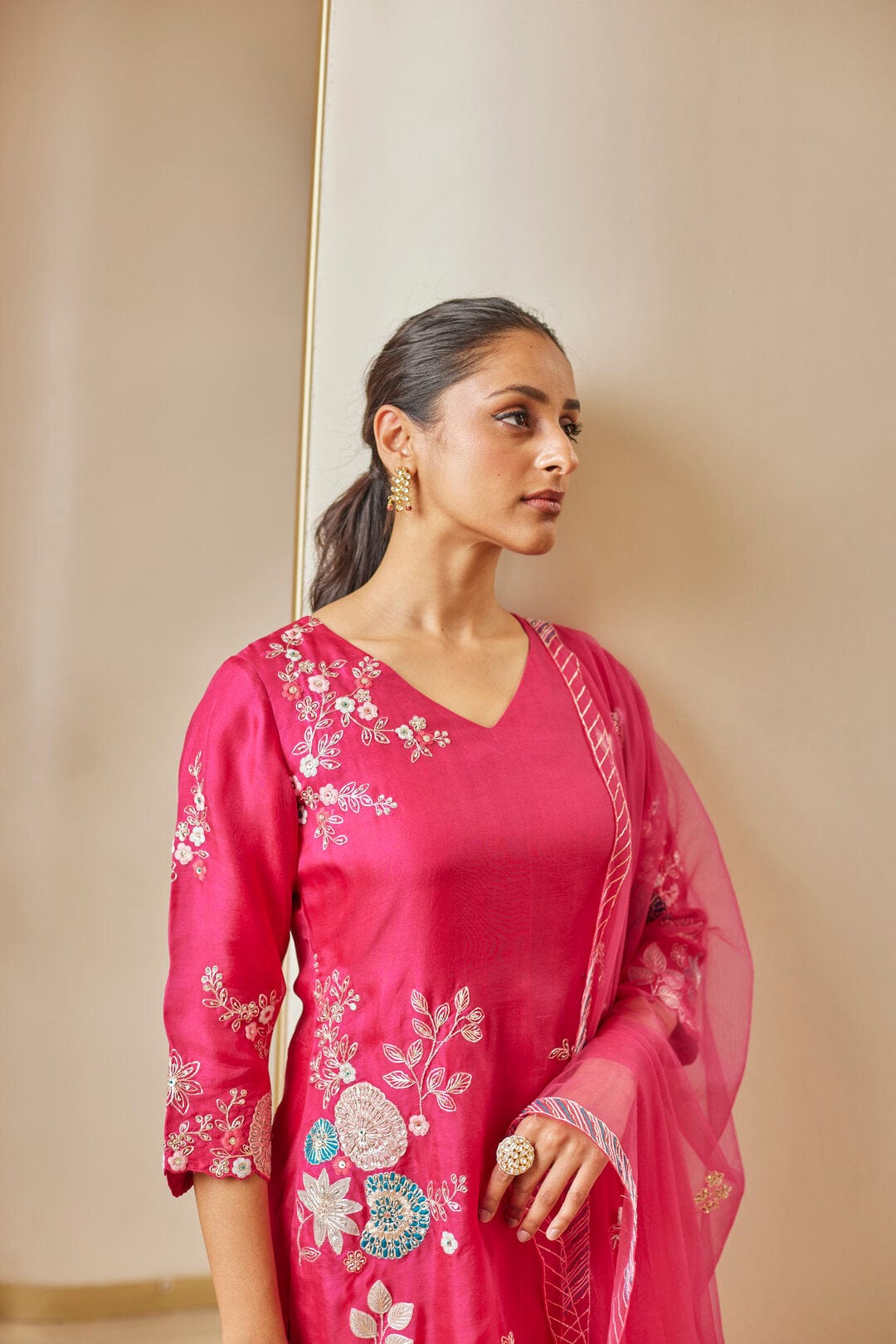 Scarlet Embroidered Straight Kurta Set