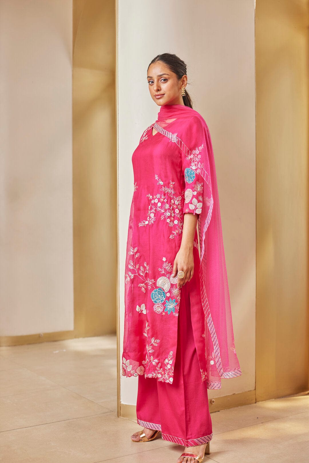 Scarlet Embroidered Straight Kurta Set