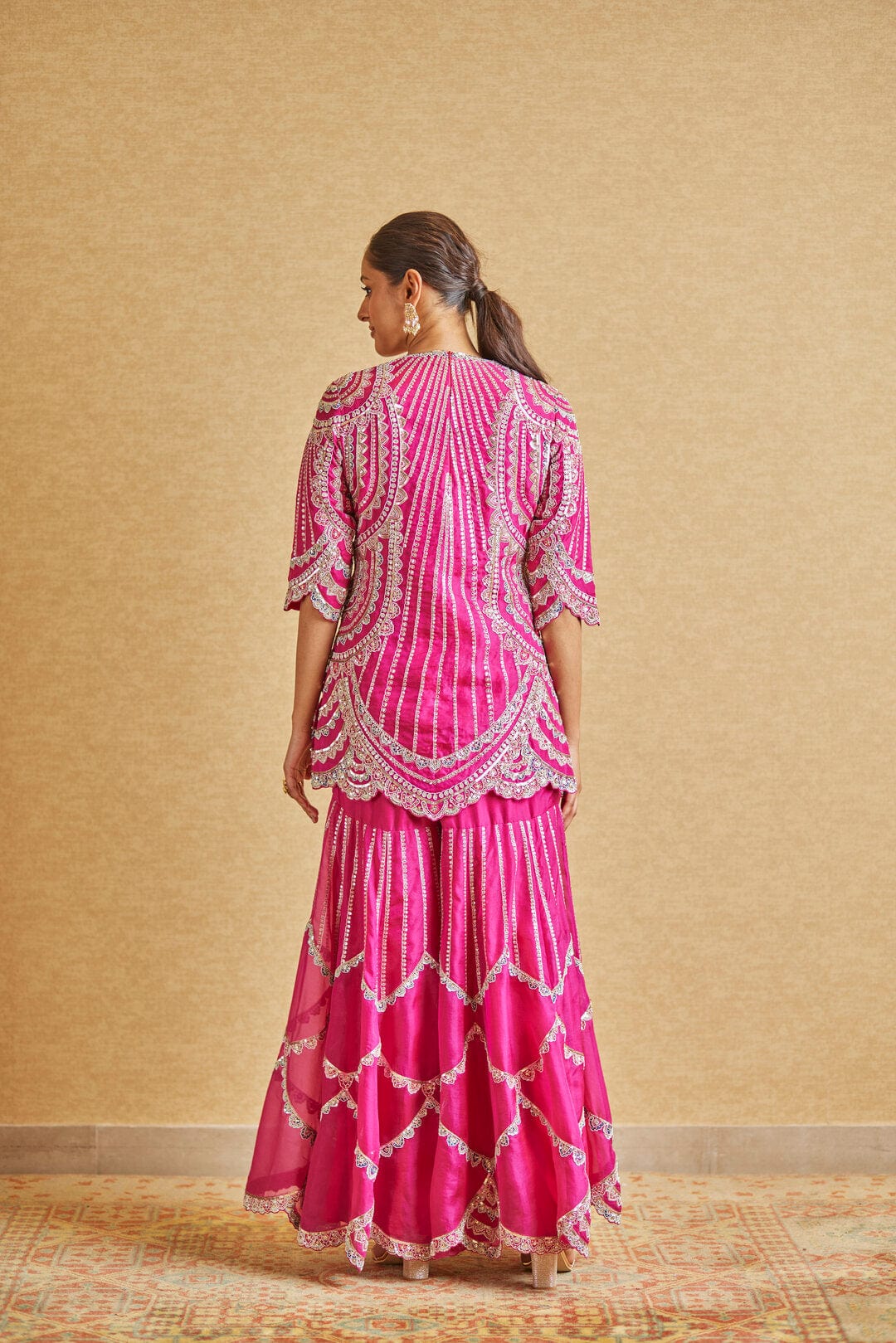 Scarlet Embroidered Sharara Suit