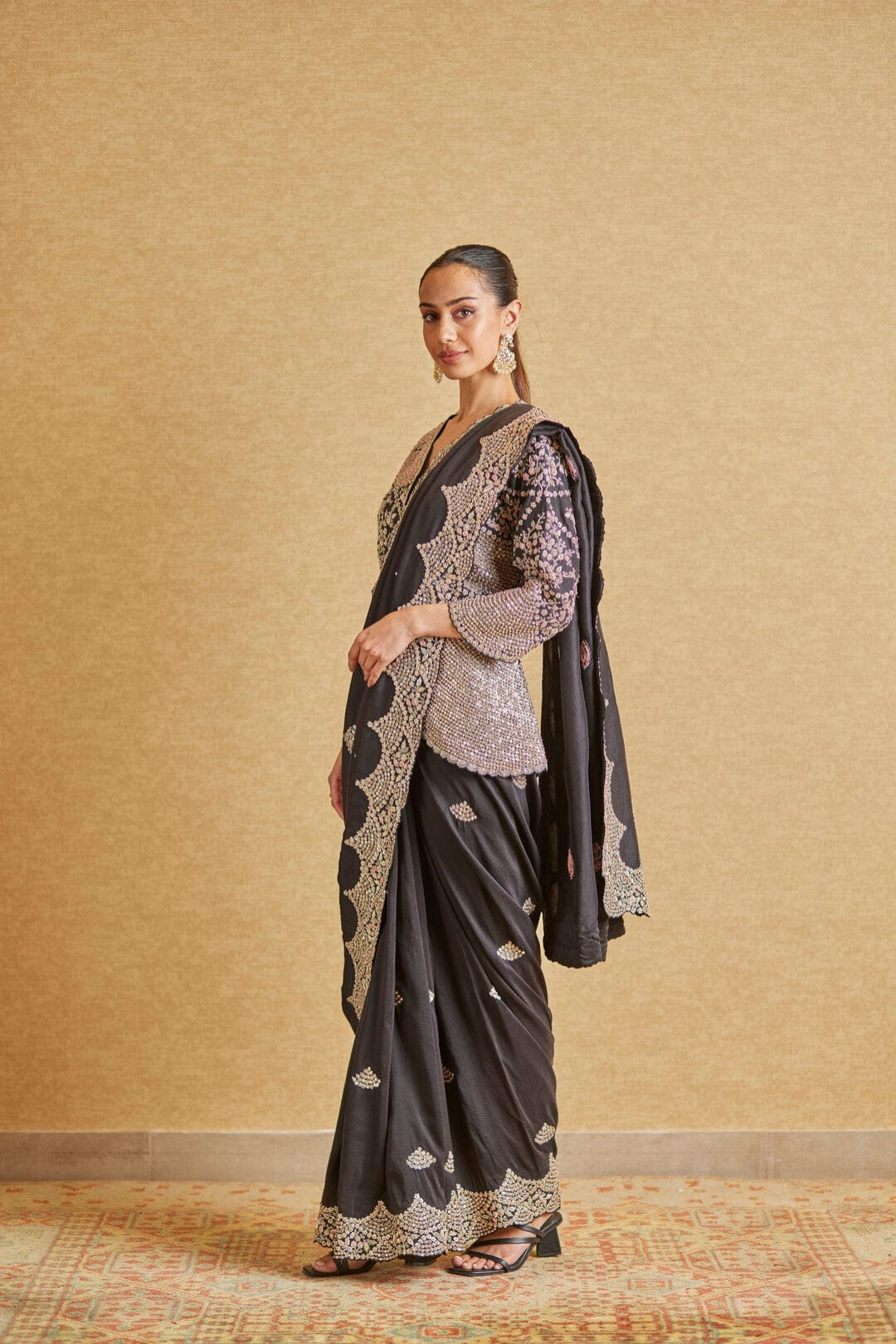 Black Embroidered Saree