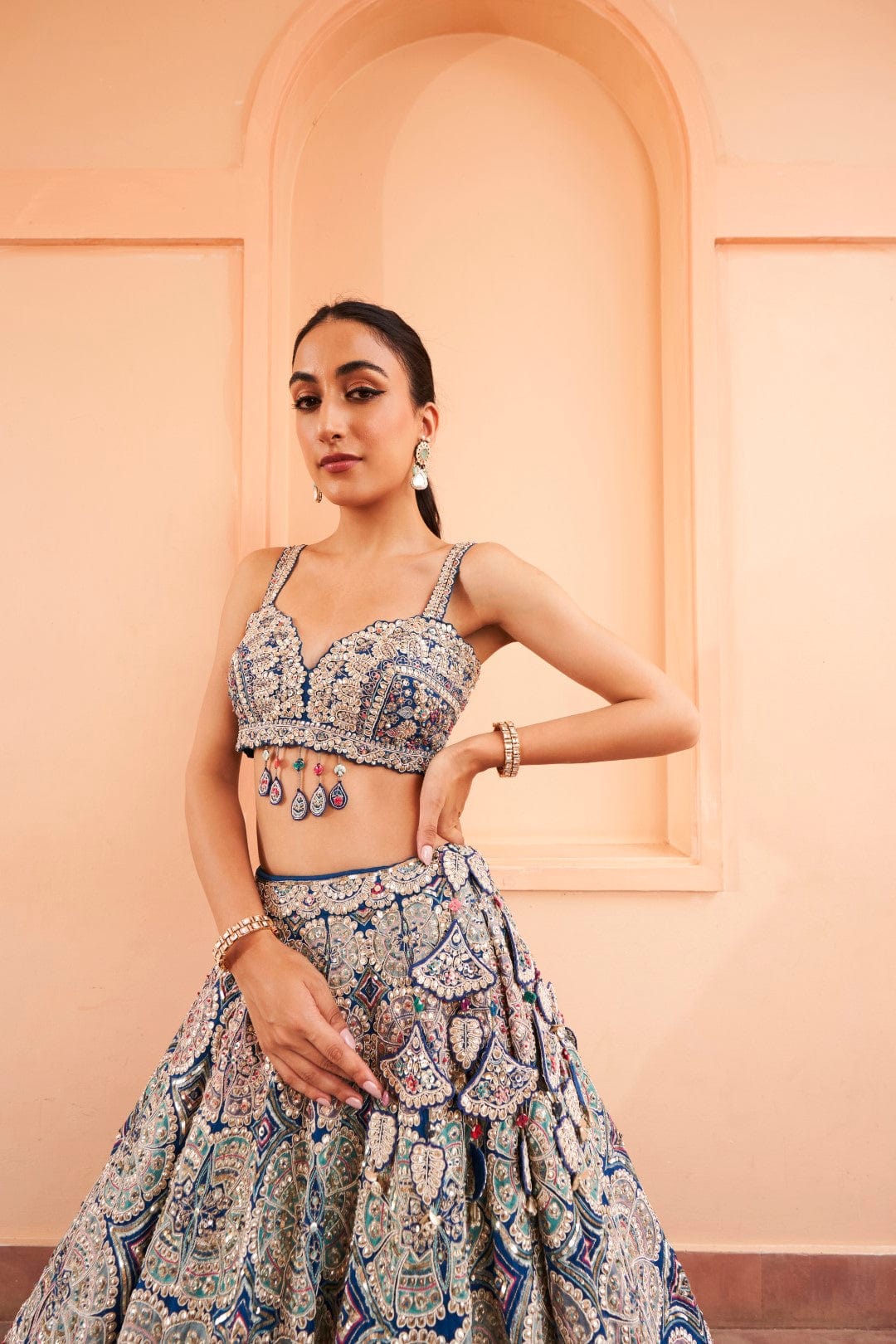 Jade Blue Embroidered Lehenga Set