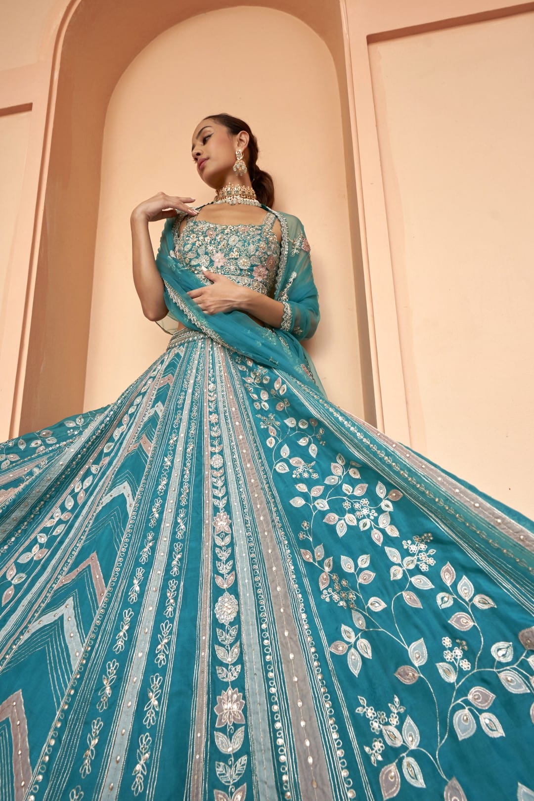 Pine Linear Lehenga