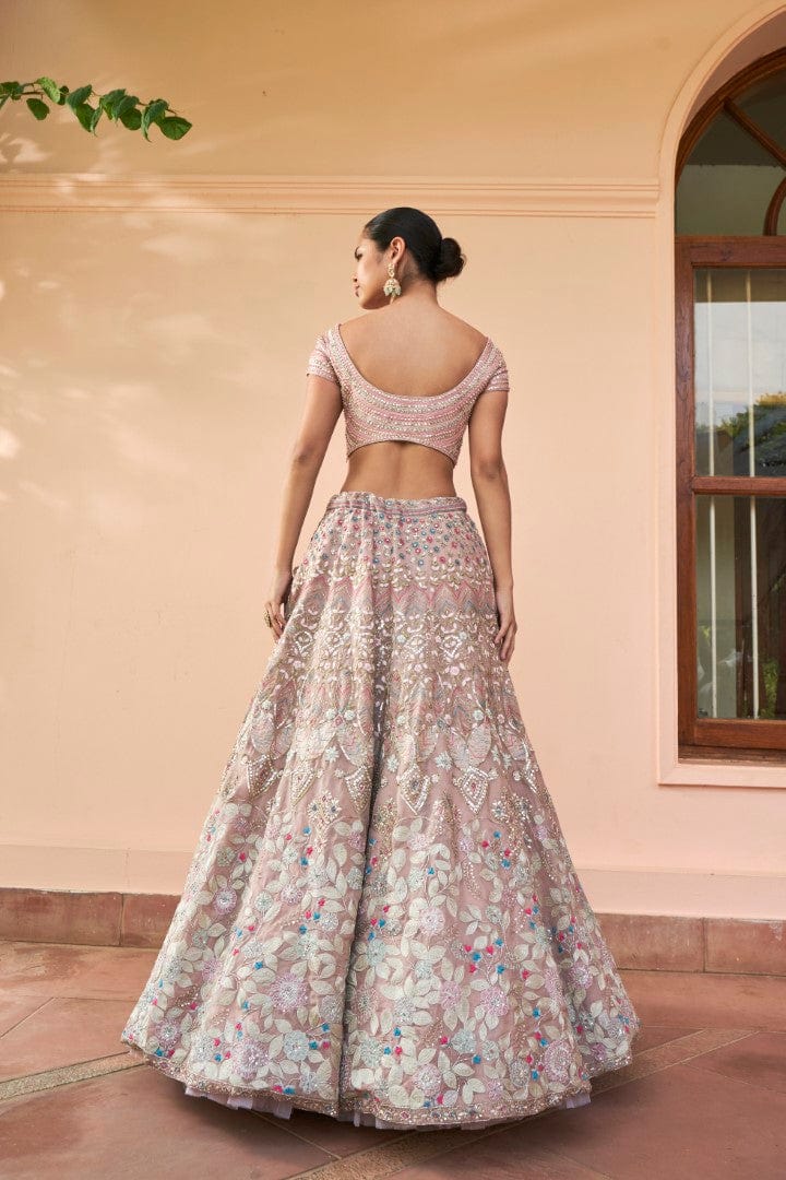 French Rose Embroidered Lehenga Set