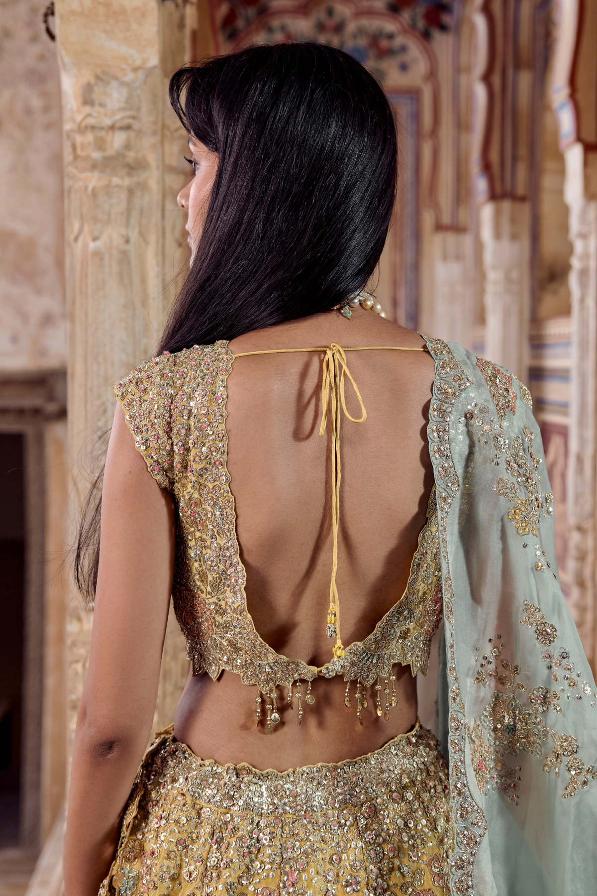 Maize Yellow Embroidered Lehenga Set