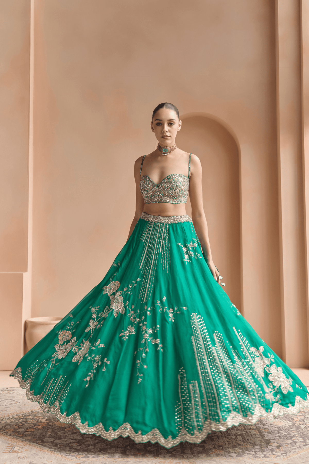 Jewel Green Embroidered Lehenga Set