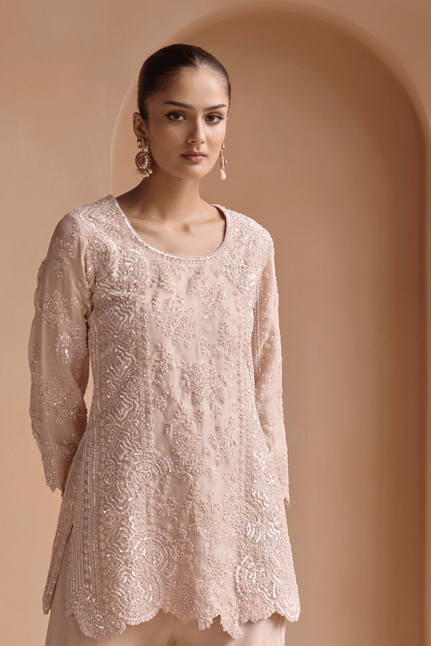 Whispering Peach Sharara Set