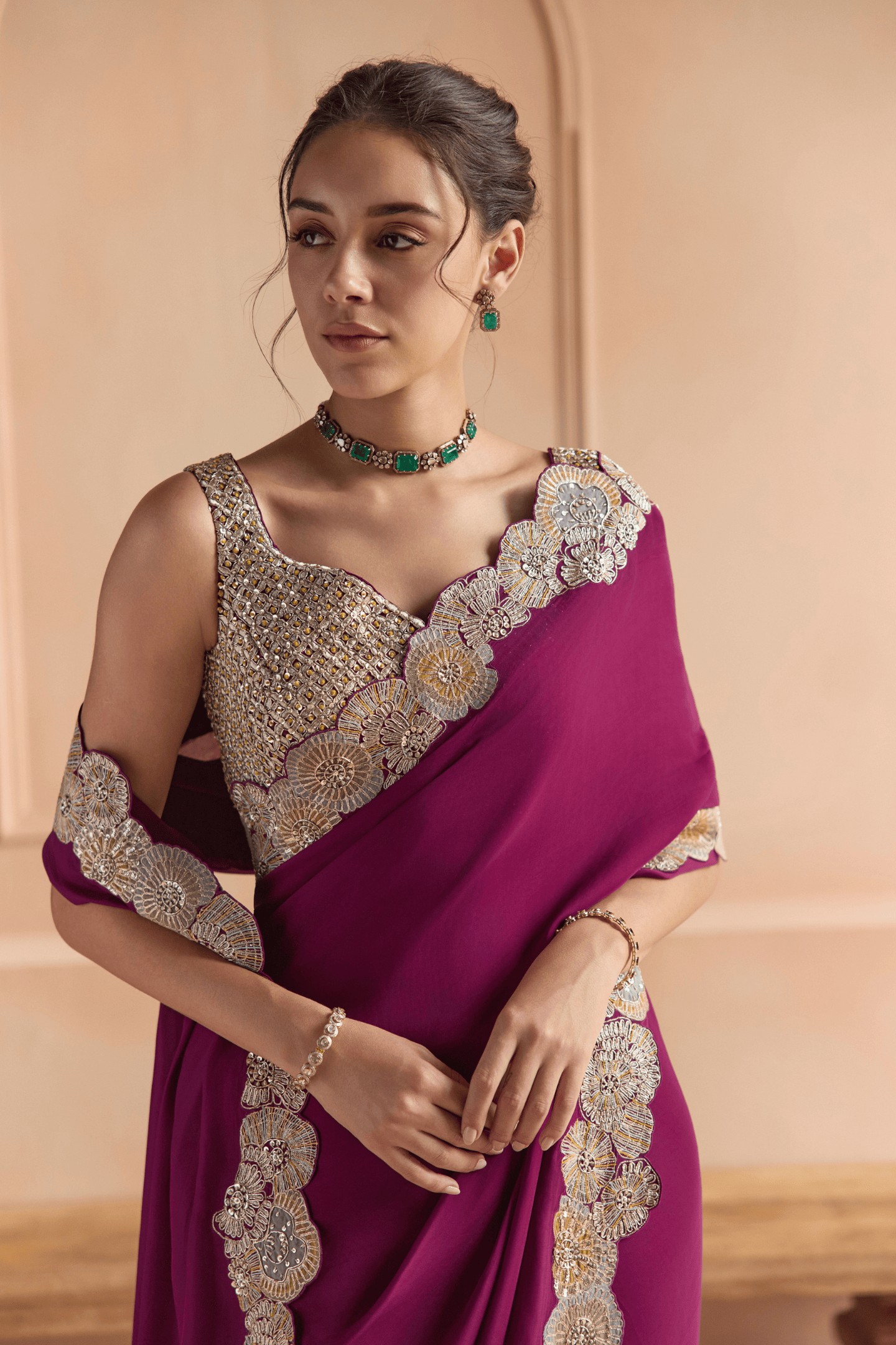 Aubergine Saree Set
