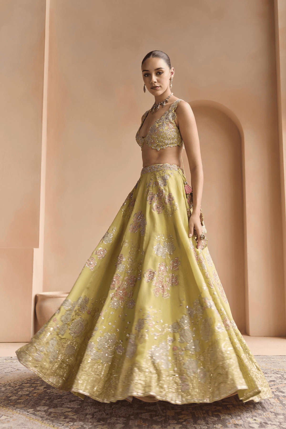 Citrus Yellow Embroidered Lehenga Set