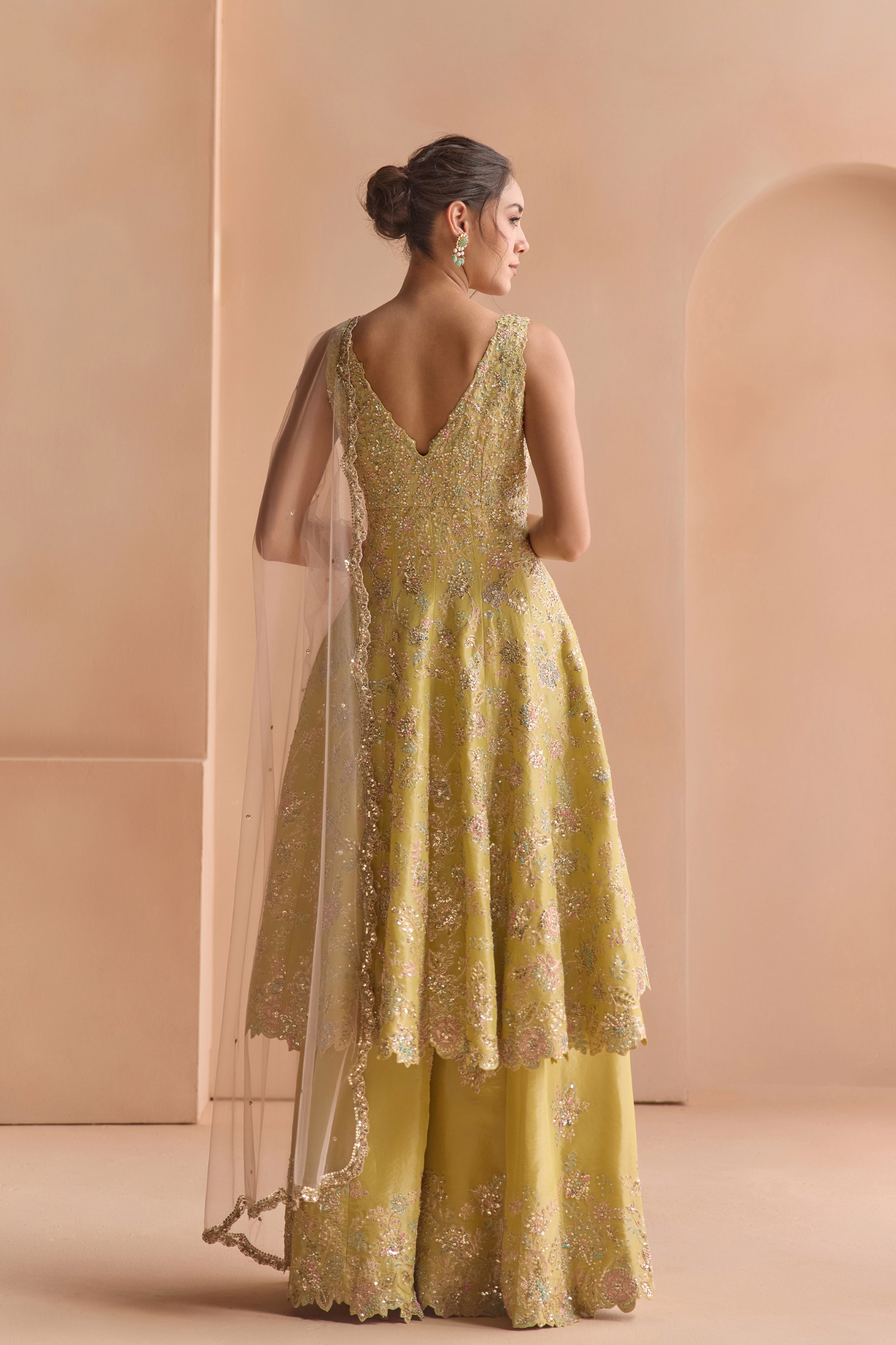 Citrus Yellow Embroidered Sharara Set
