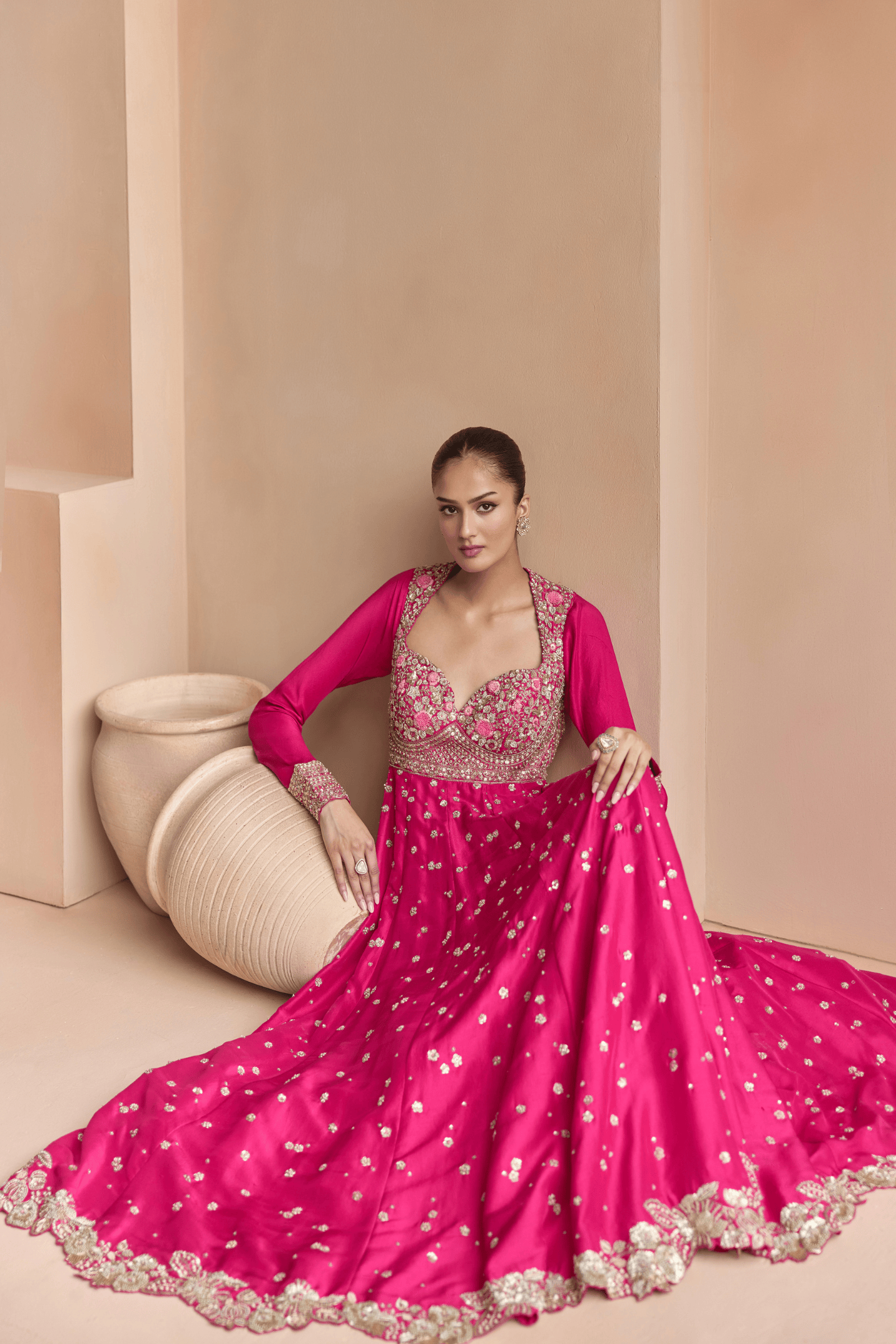 Scarlet Embroidered Anarkali Set