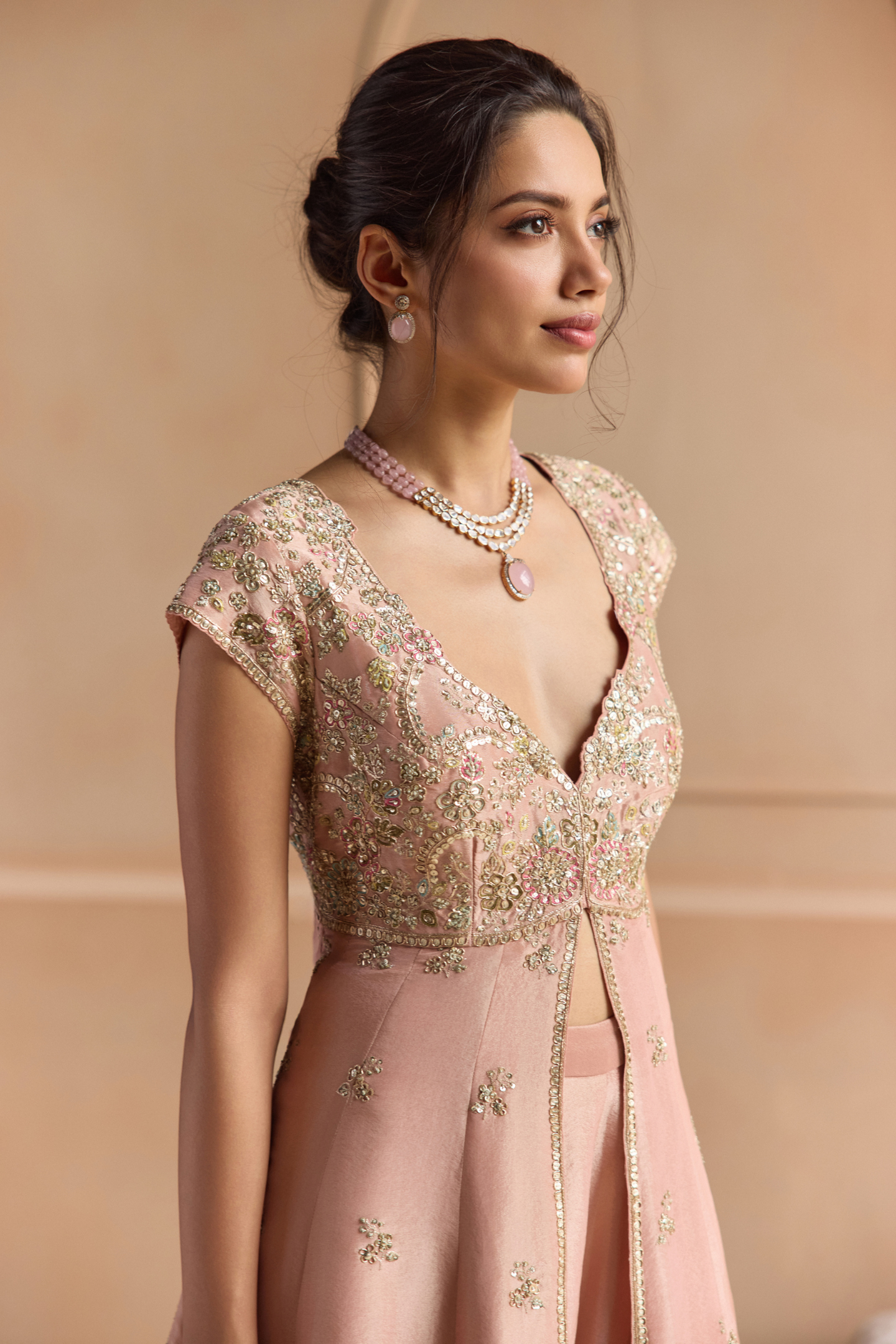 Oyester Pink Embroidered Sharara Set