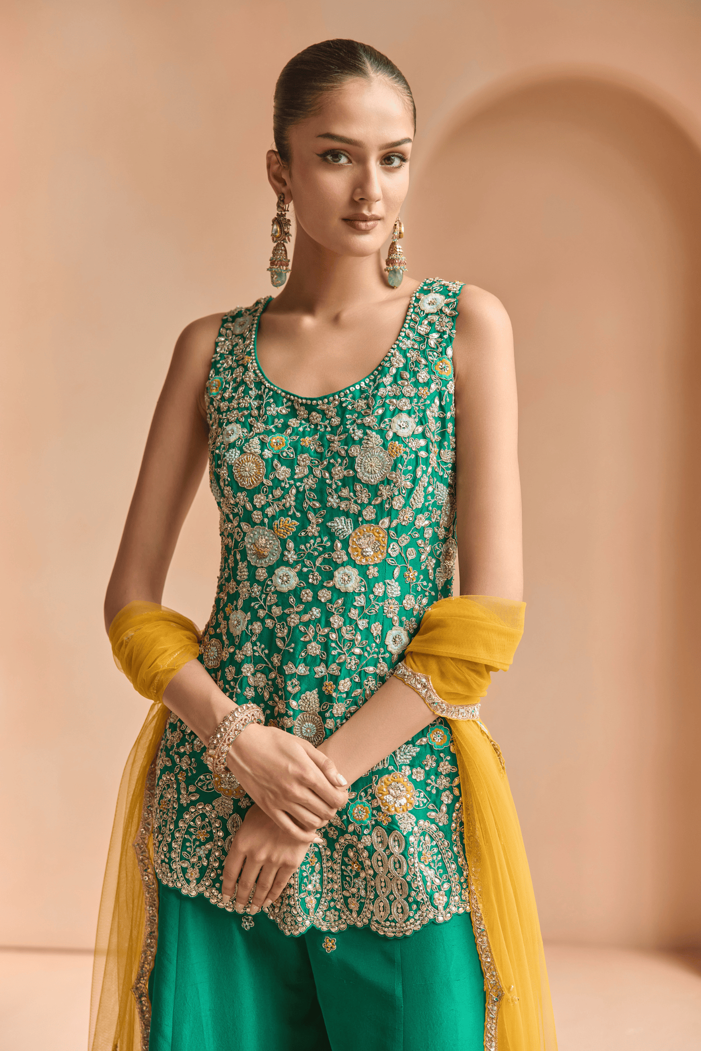 Jewel Green Sharara Set
