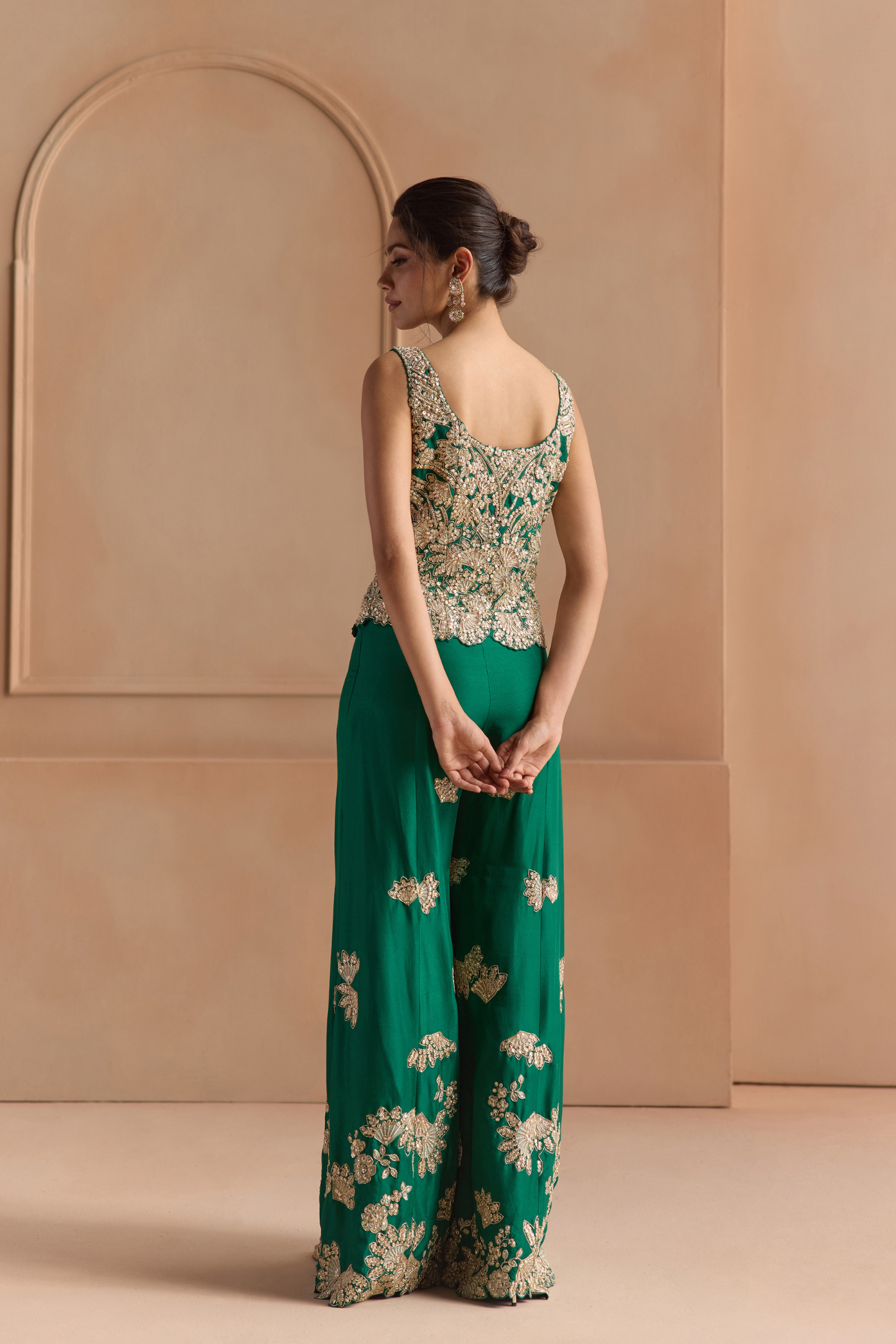 Jewel Green Embroidered Top & Garara Set