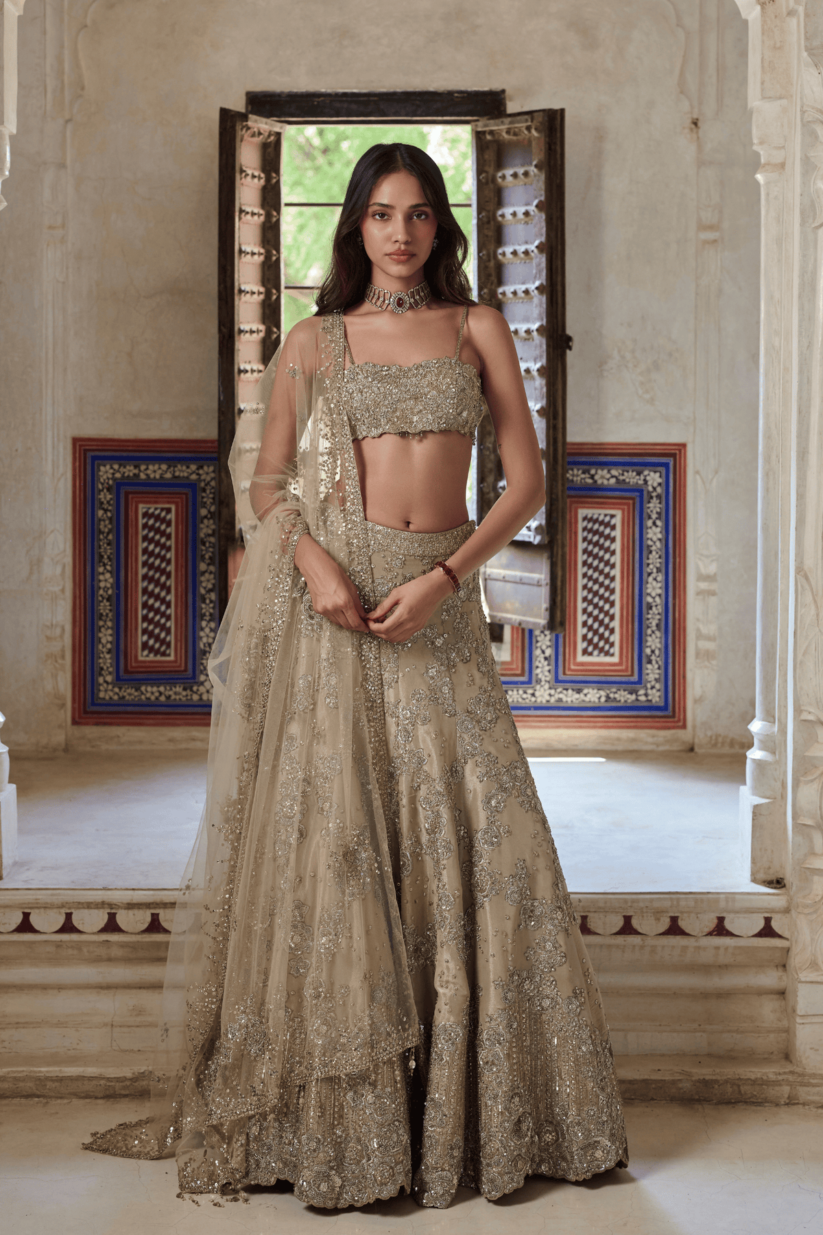 Champagne Blossom Lehenga Set
