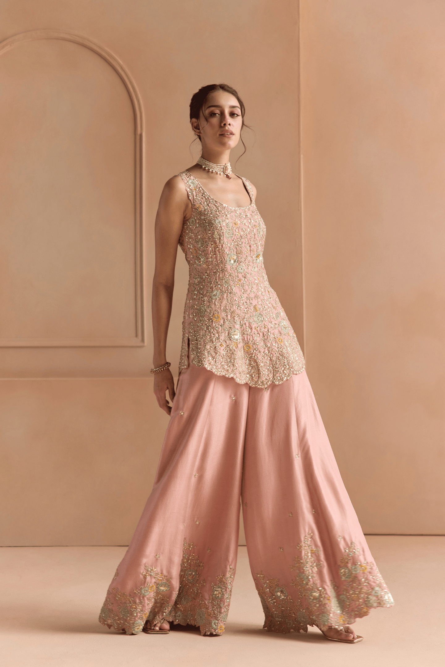 Oyester Pink Sharara Set