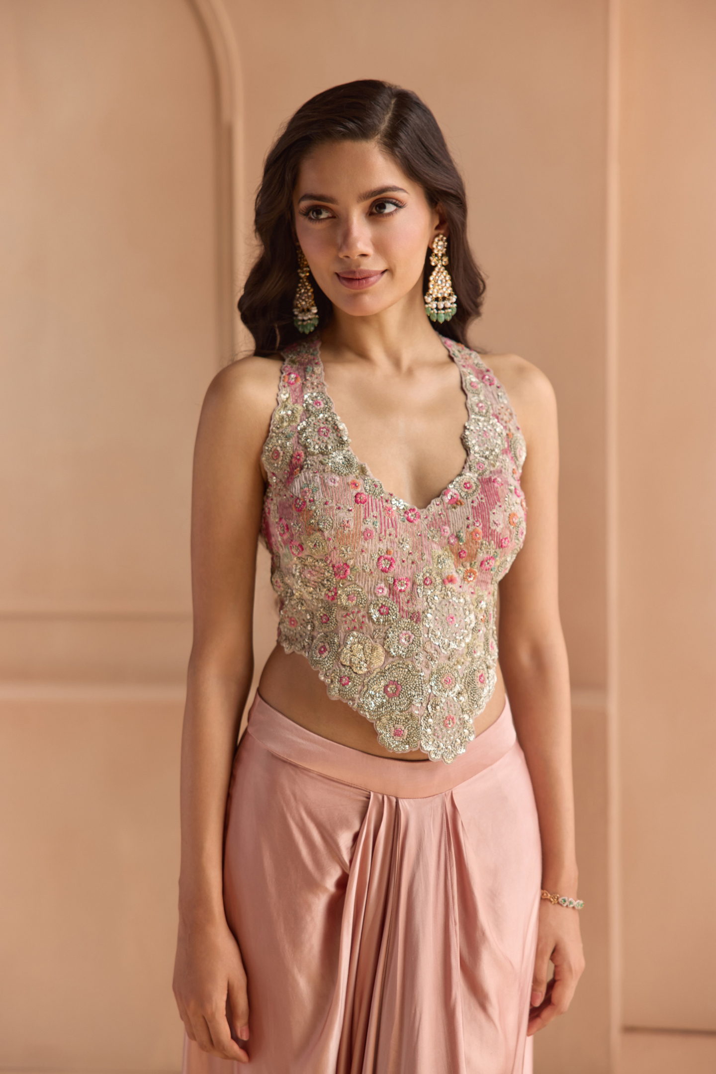 Skin Rose Embroidered Top & Skirt Set