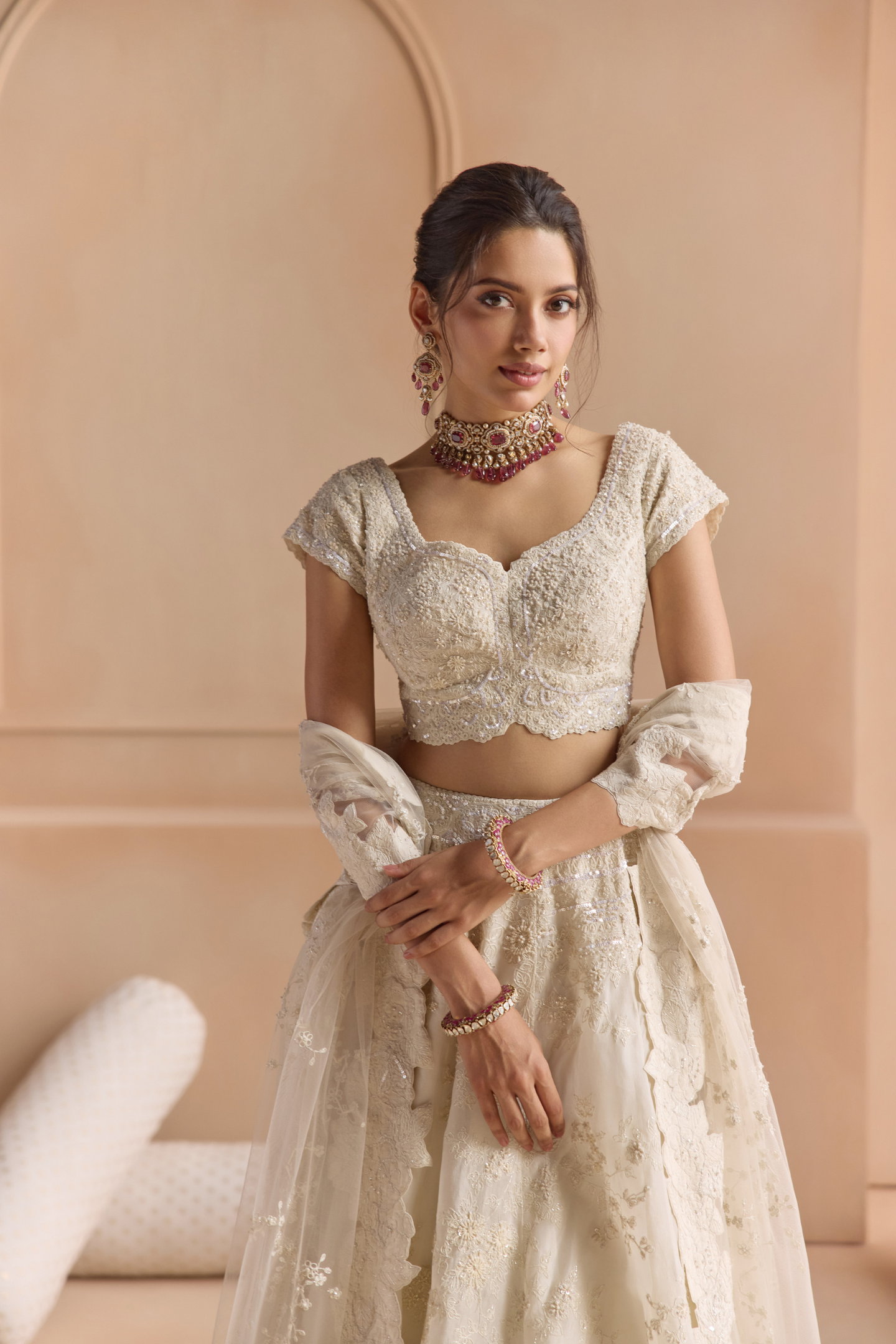 Ivory Organza Lehenga Set