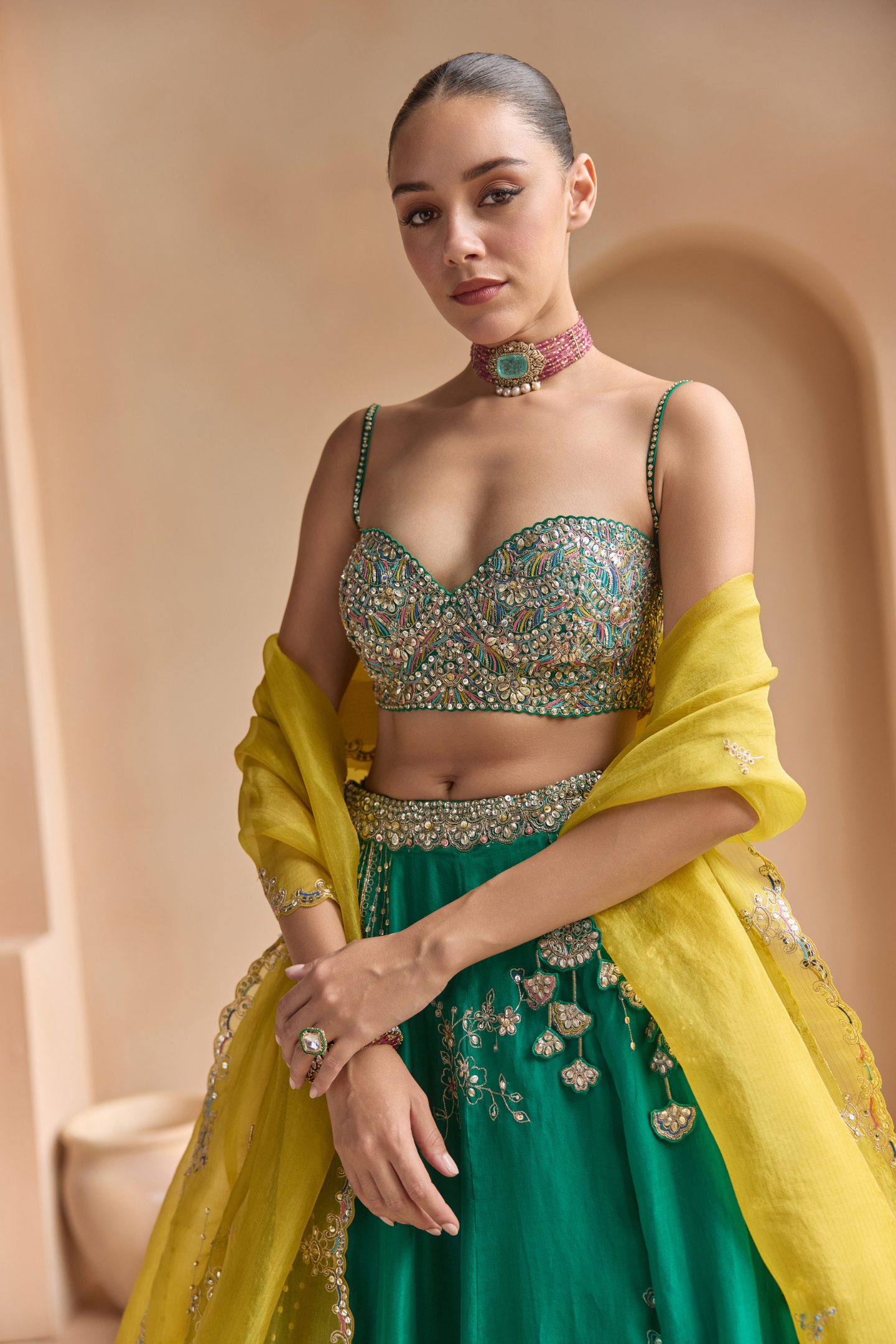 Jewel Green Embroidered Lehenga Set