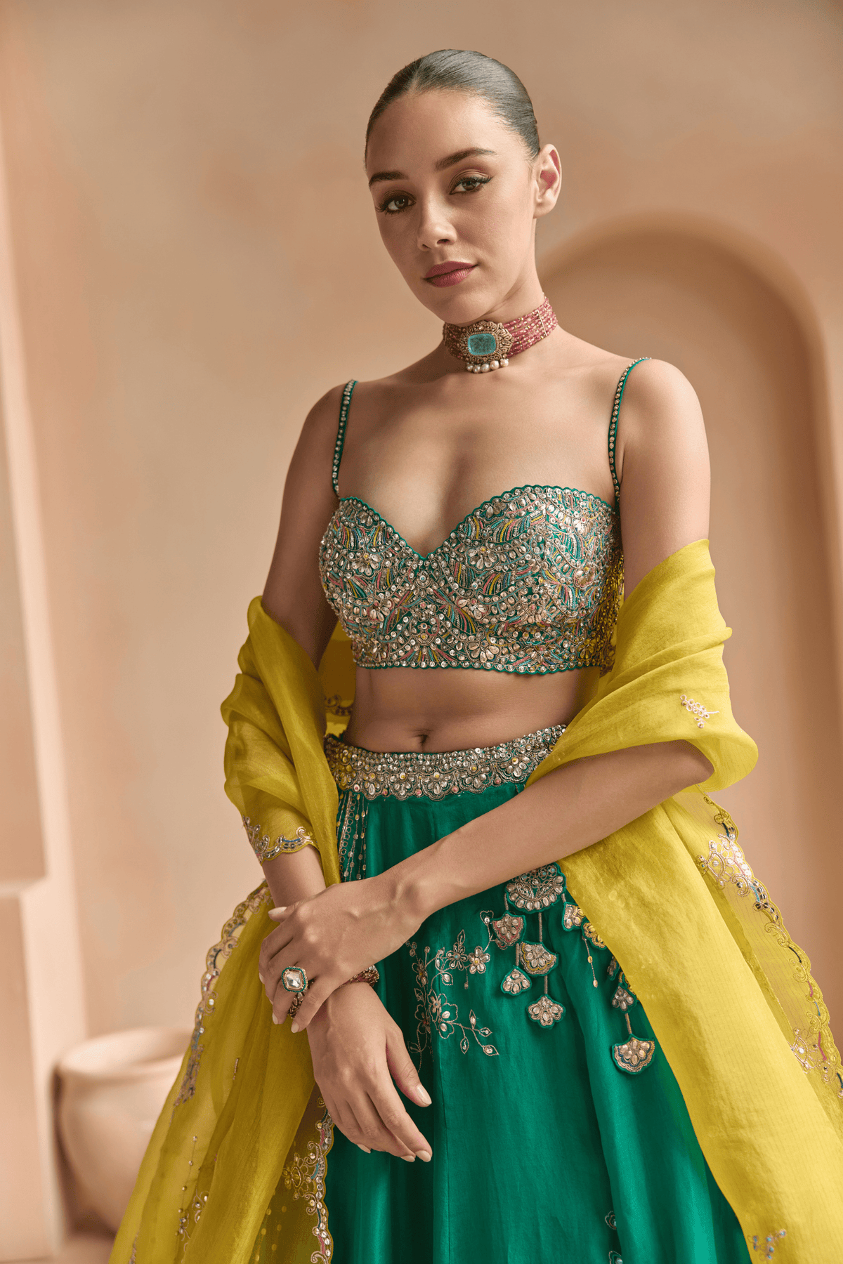 Jewel Green Embroidered Lehenga Set