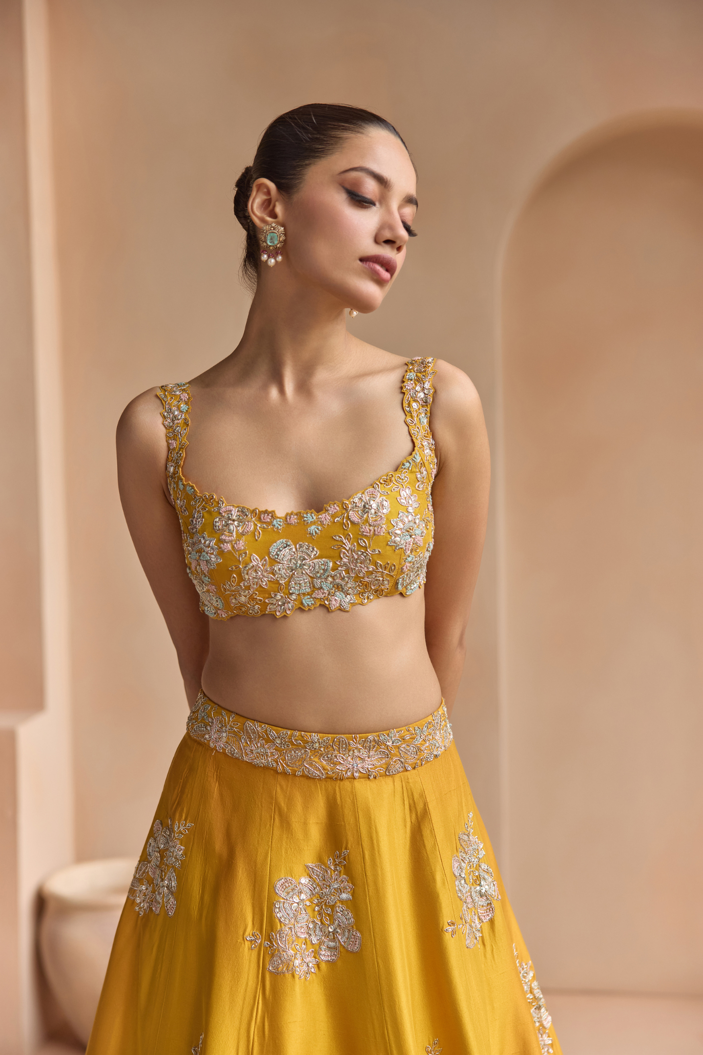 Marigold Embroidered Lehenga Set