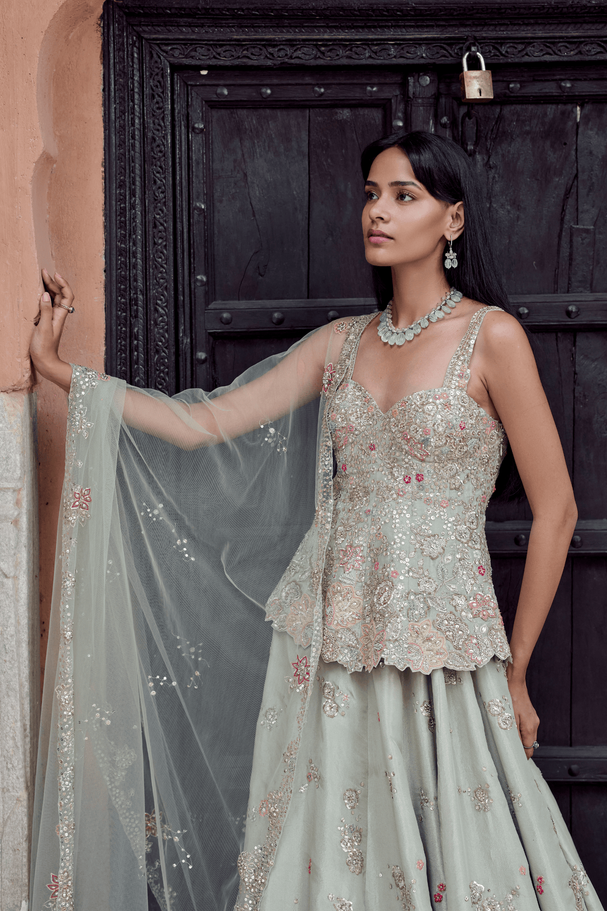 Sage Peplum Lehenga Set