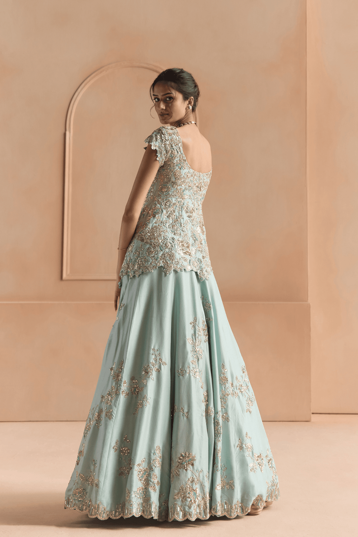 Teal Embroidered Lehenga Set