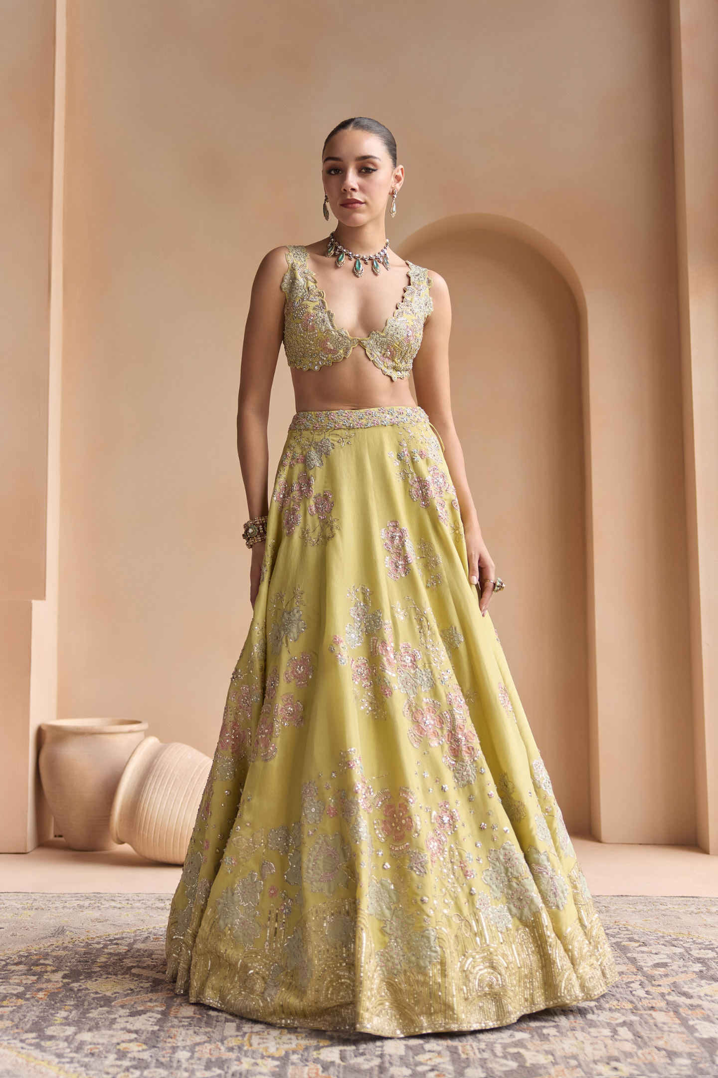 Citrus Yellow Embroidered Lehenga Set