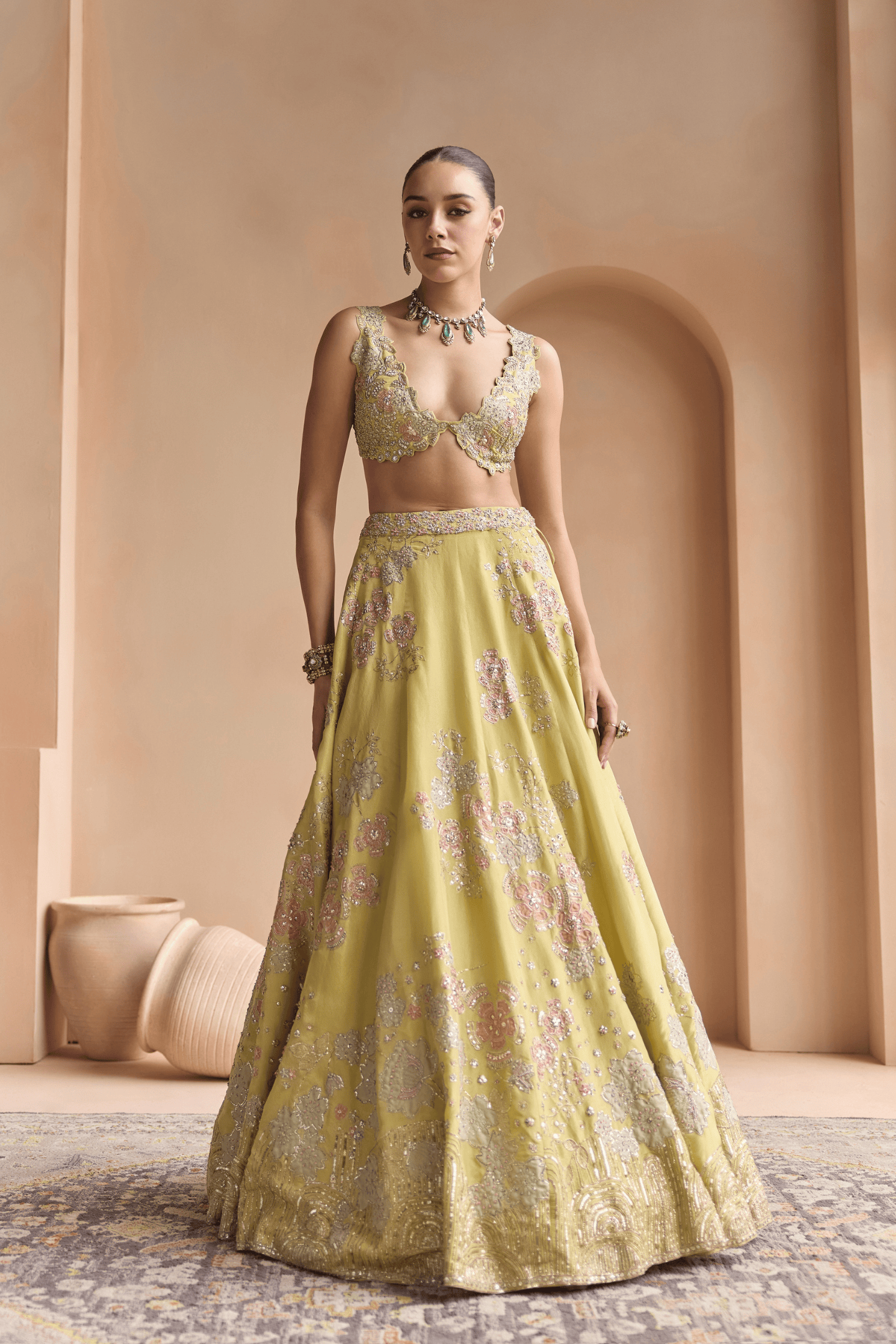 Citrus Yellow Embroidered Lehenga Set