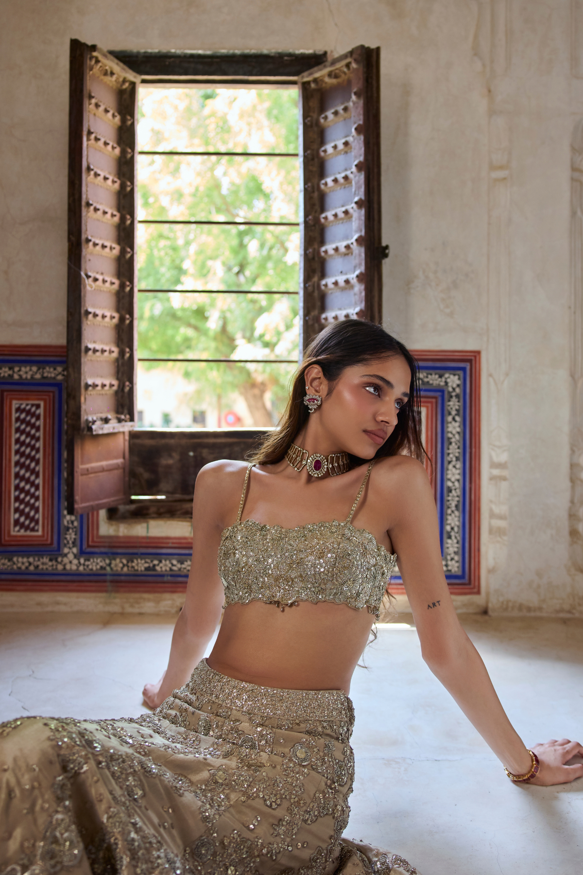 Champagne Blossom Lehenga Set
