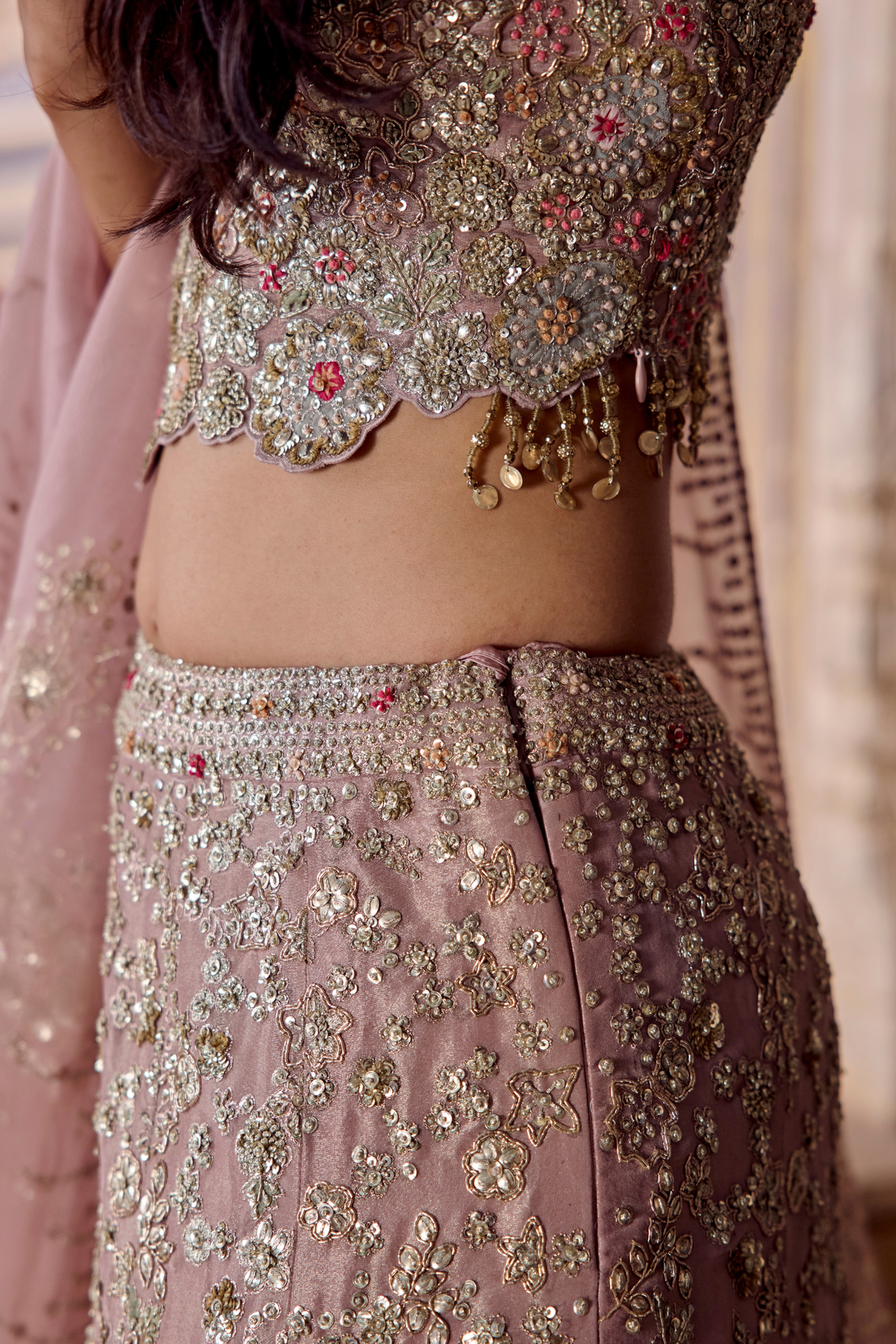 Camellia Pink Embroidered Lehenga Set