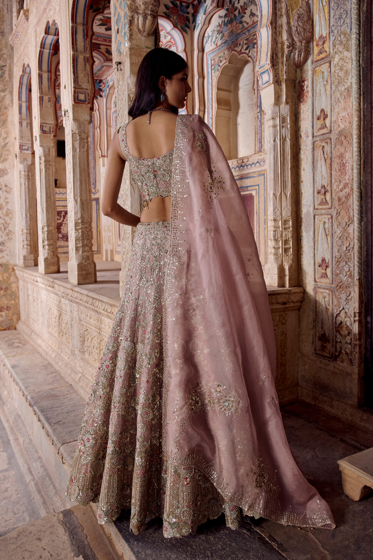 Camellia Pink Embroidered Lehenga Set