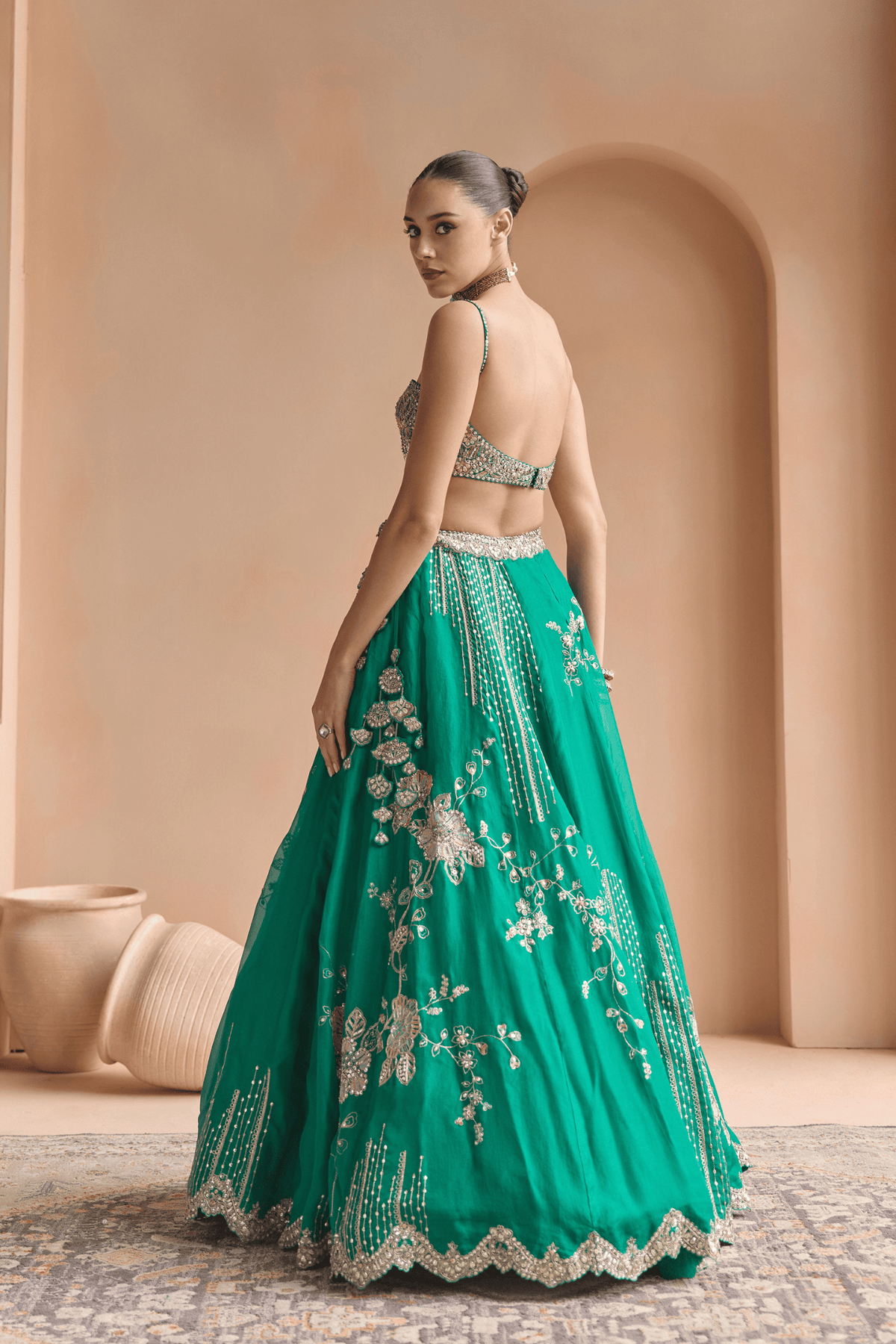 Jewel Green Embroidered Lehenga Set