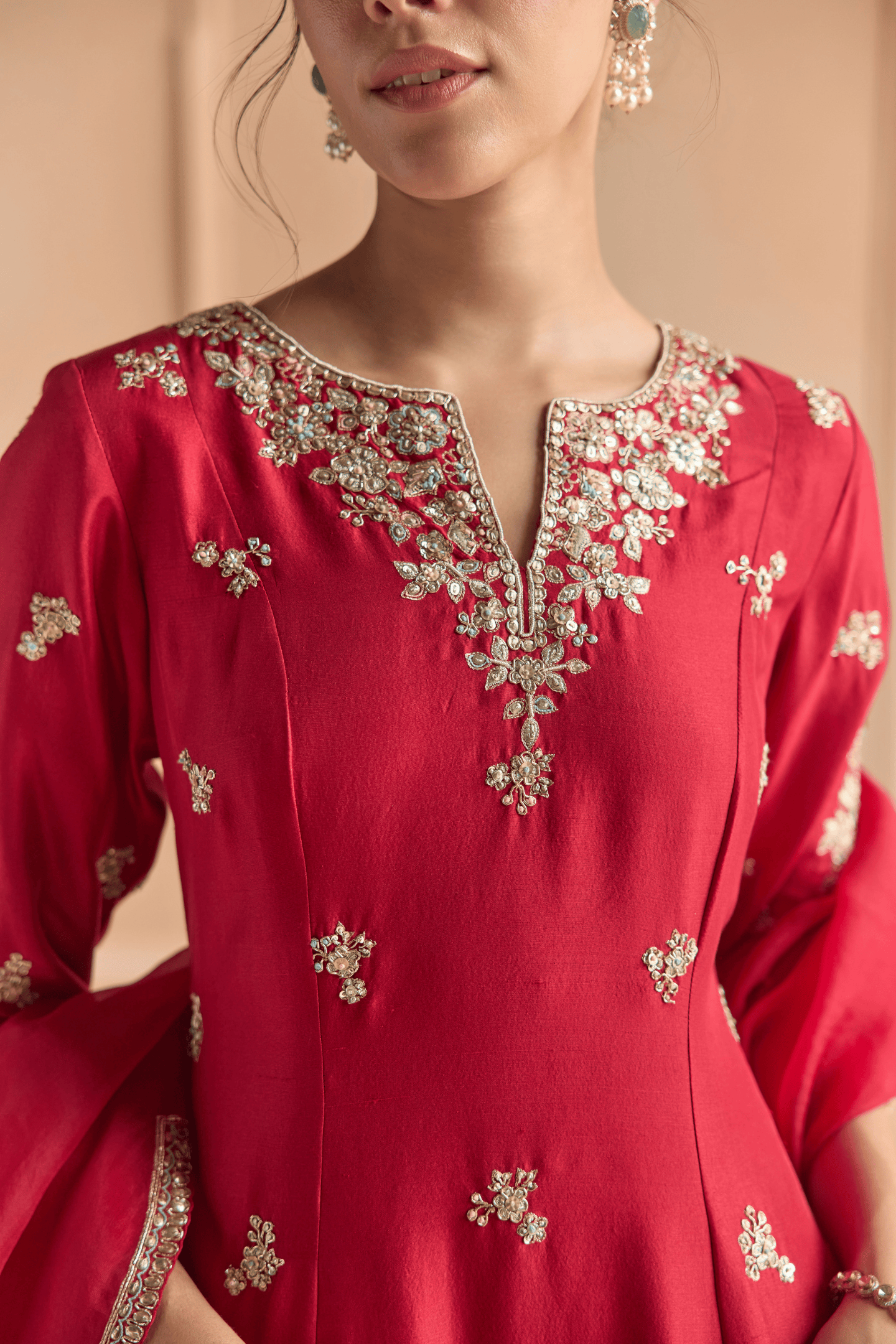 Cherry Red Kurta Set