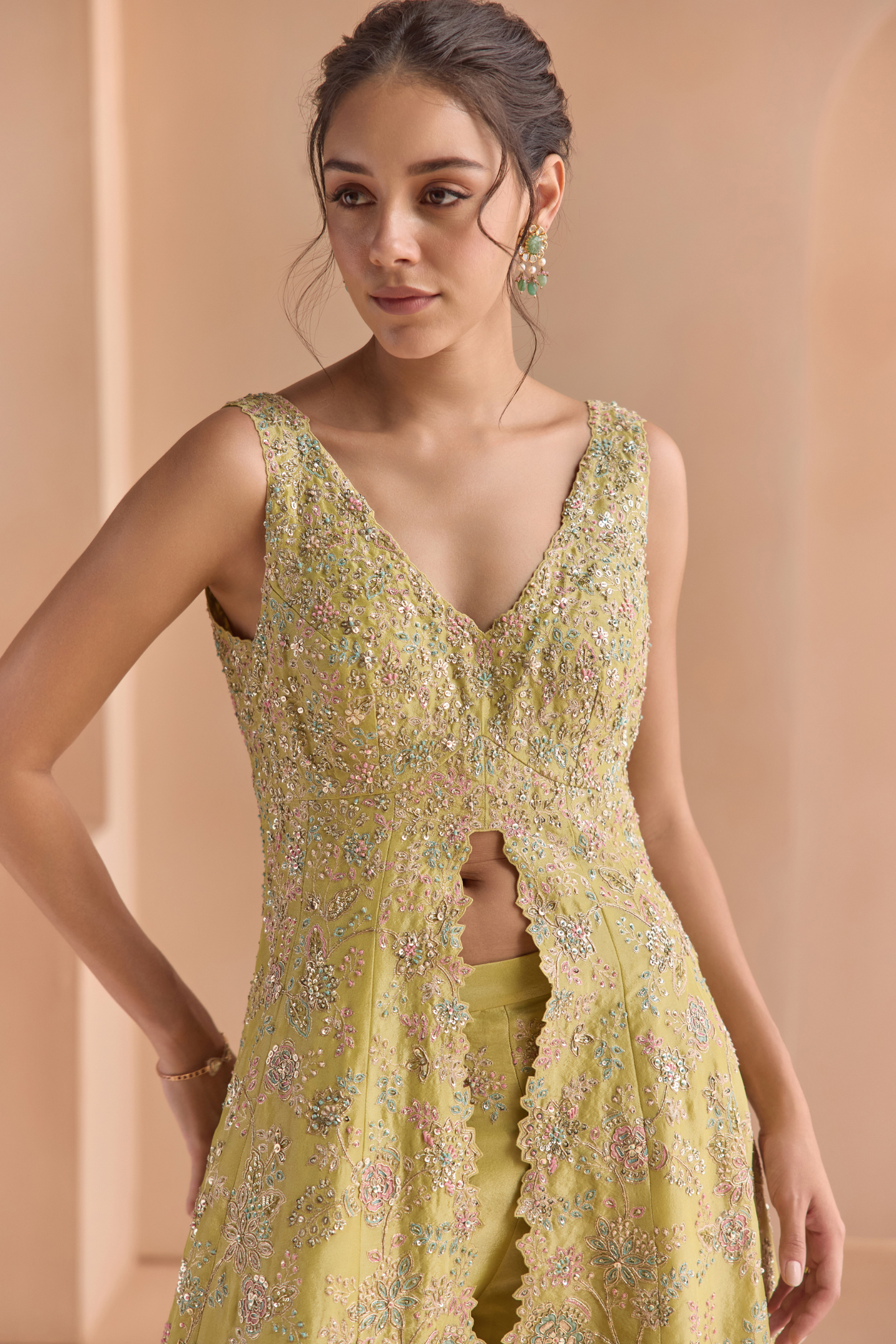 Citrus Yellow Embroidered Sharara Set