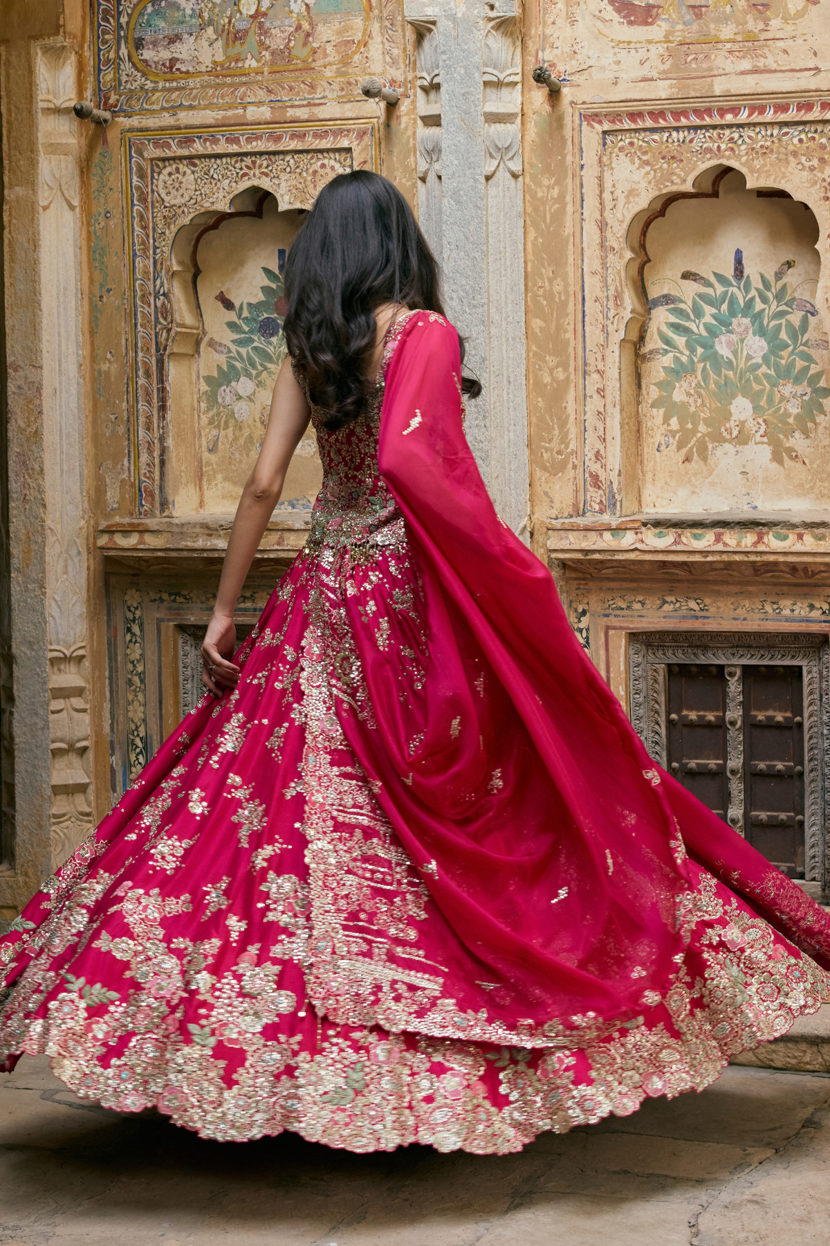 Ruby Pink Embroidered Lehenga Set