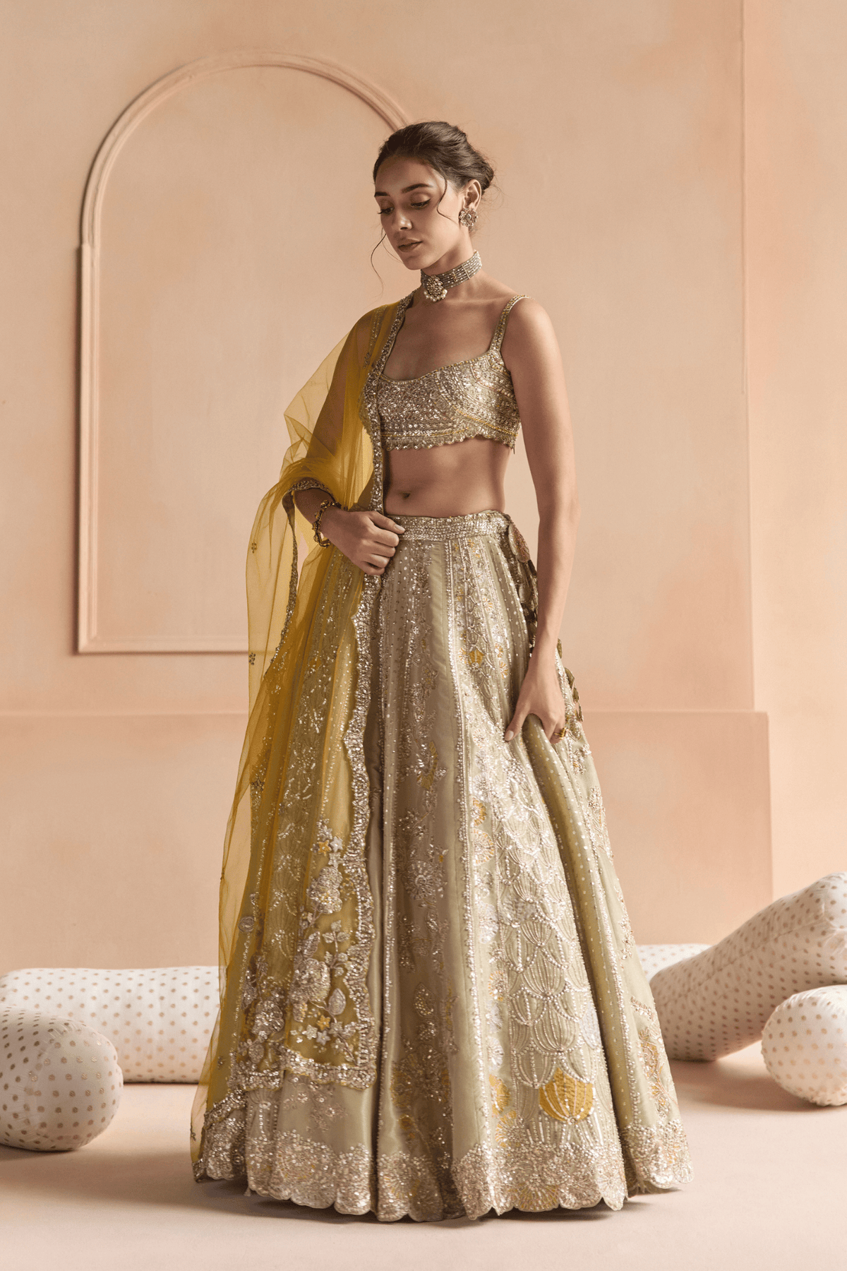 Sage Embroidered Lehenga Set