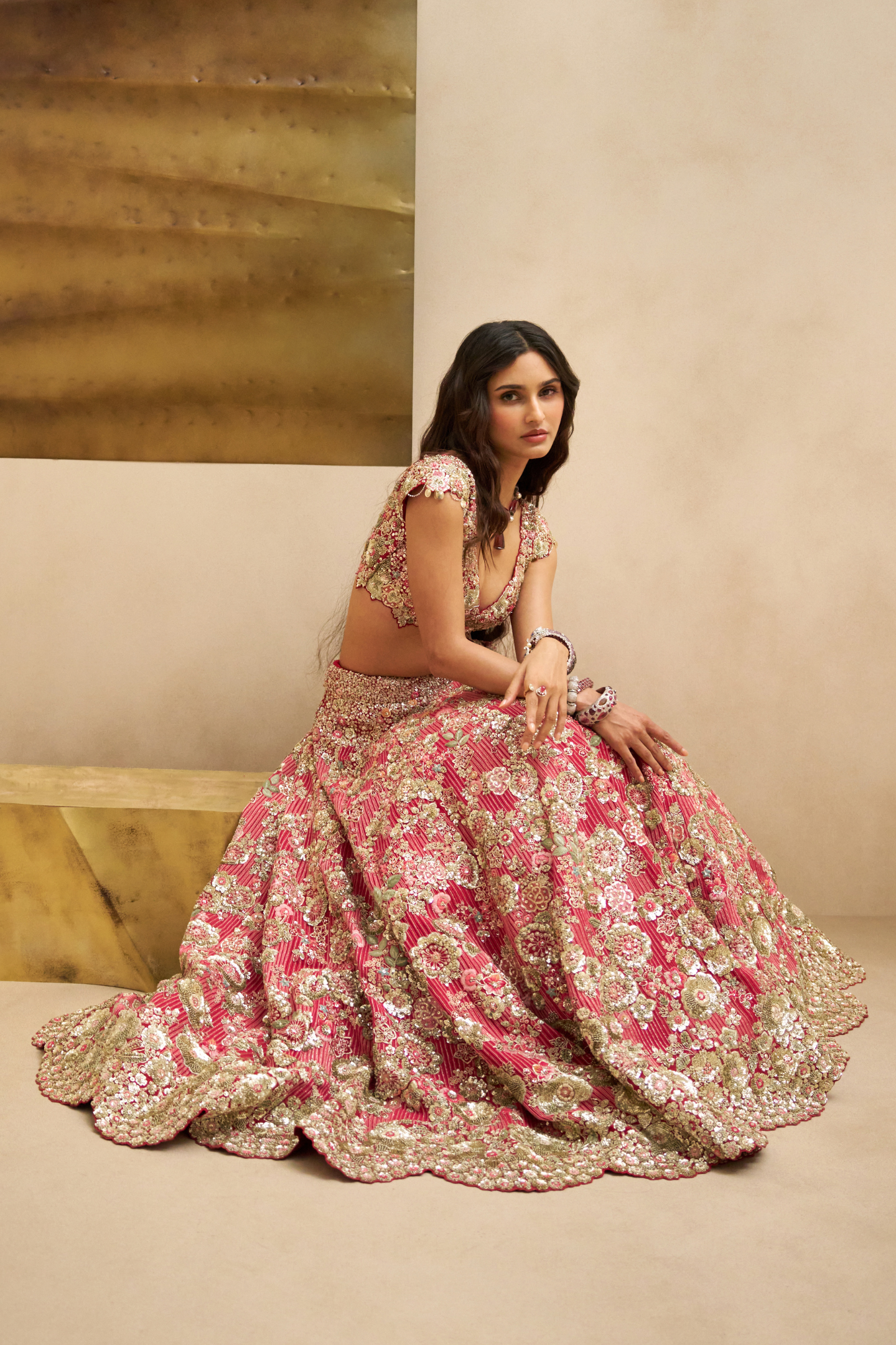 Deep Berry Blossom Bridal Lehenga Set
